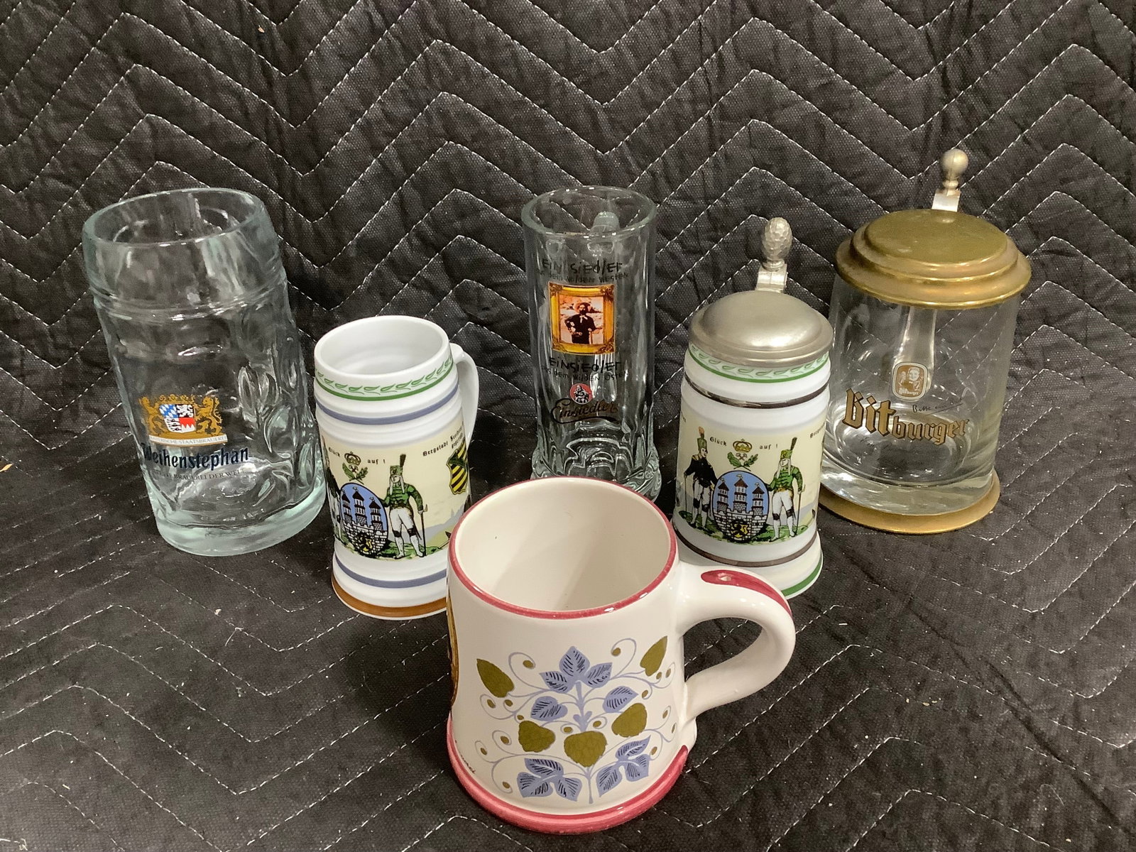 Vintage german beer mugs(tallest 6.5in): Vintage german beer mugs(tallest 6.5in)