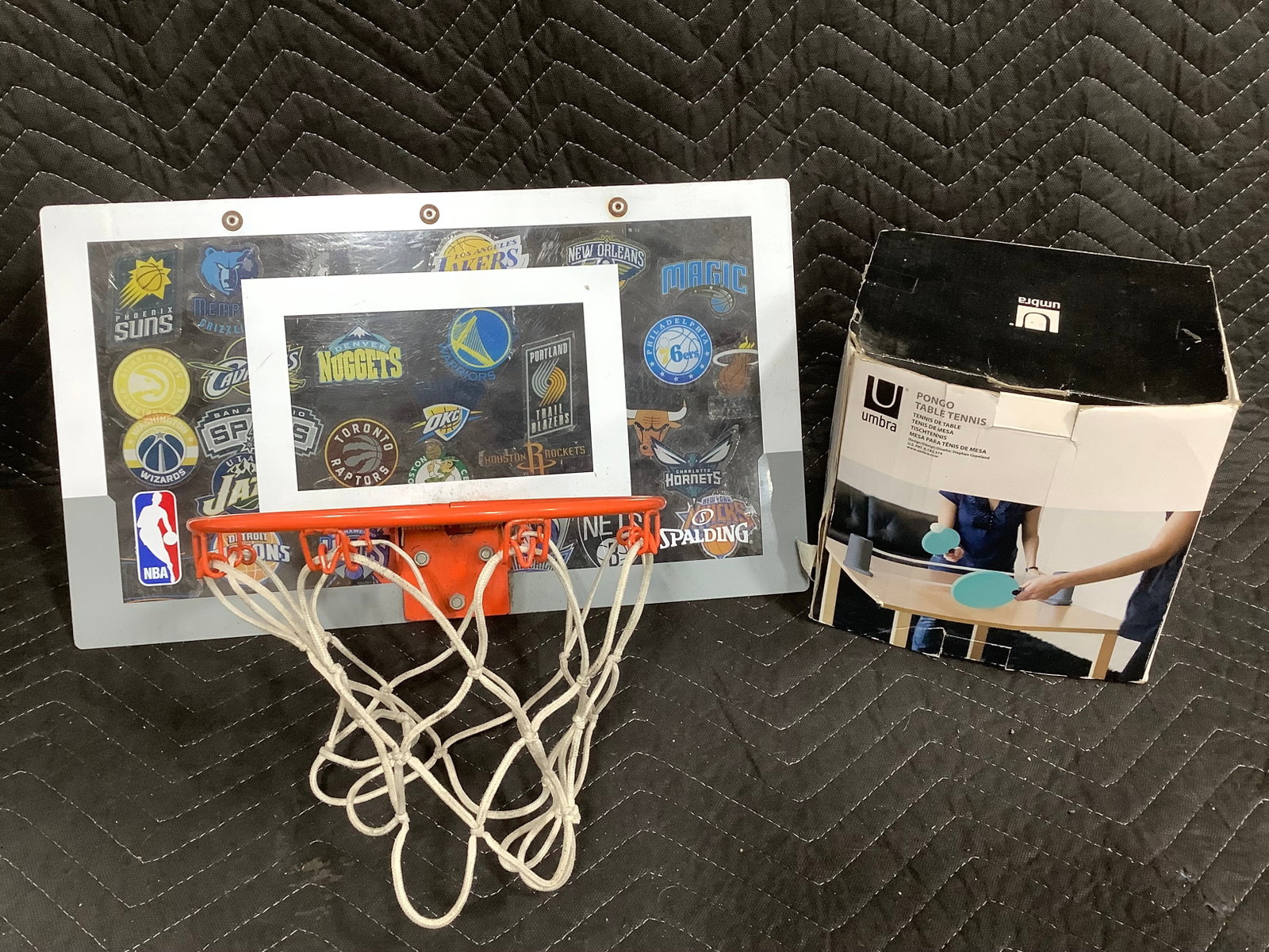 Spalding NBA hoop and Pongo table tennis set: Spalding NBA hoop and Pongo table tennis set
