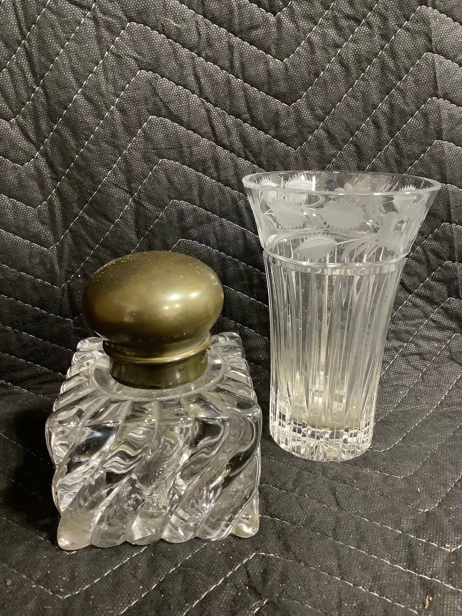 French baccarat crystal inkwell and crystal vase(6in tall) (1 of 1)