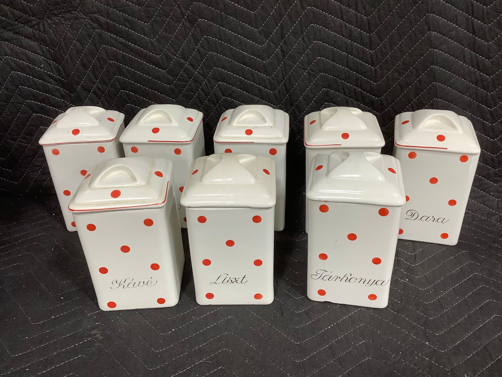 Ceramic lidded kitchen containers (8in tall): Ceramic lidded kitchen containers (8in tall)