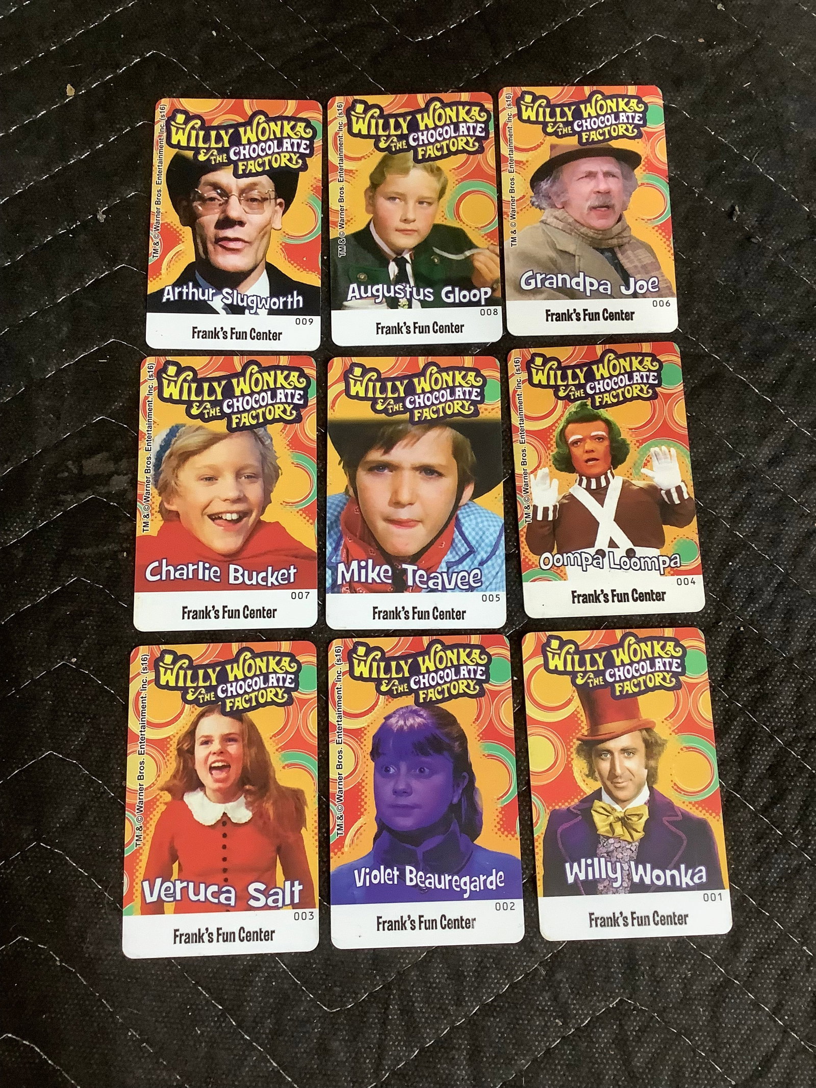 Vintage Willy Wonka 9 card arcade set (all characters) (1 of 1)