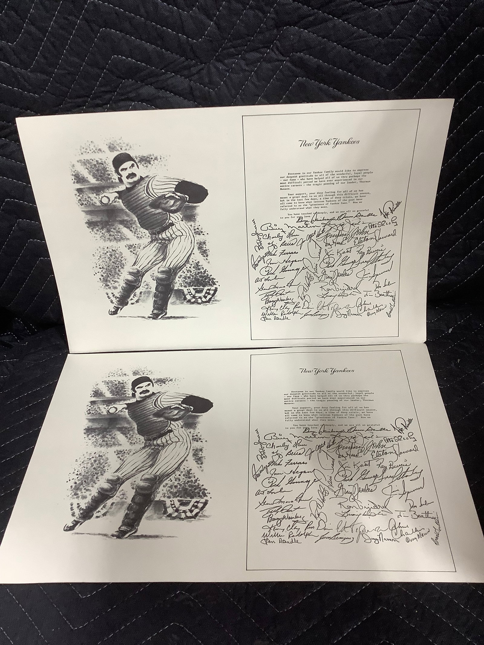 Vintage Thurman Munson NY Yankees passing letters team signed facsimile (1 of 1)