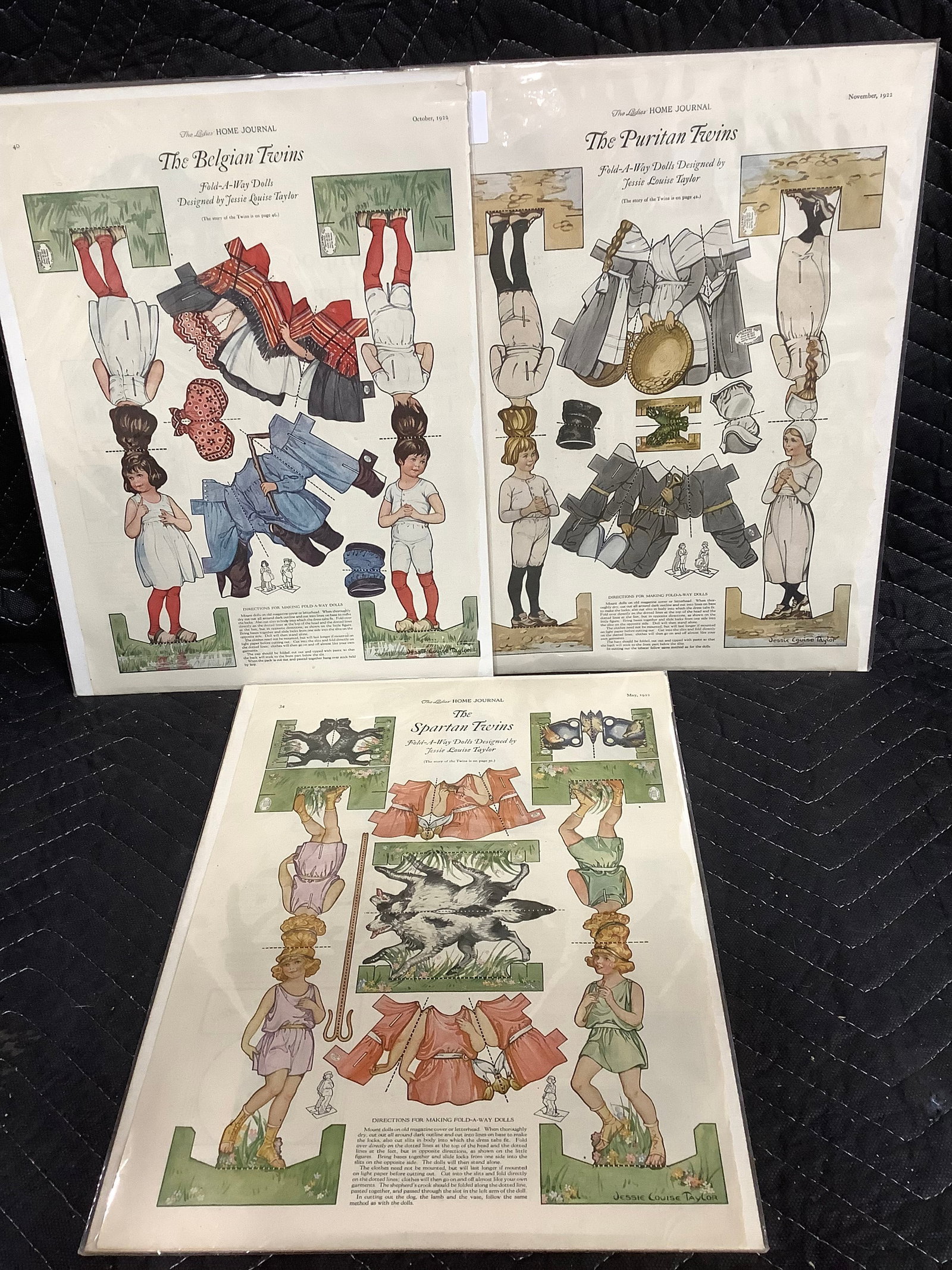 1922 Ladies Home Journal Paper Dolls - Puritan Twins, Belgian Twins, etc (11inx14in): 1922 Ladies Home Journal Paper Dolls - Puritan Twins, Belgian Twins, etc (11inx14in)