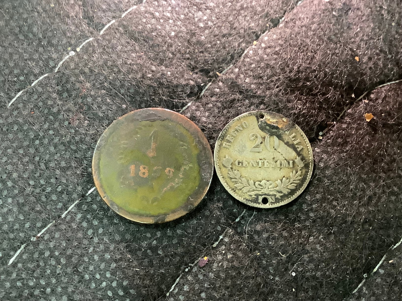 2 Coins; Italy Silver 50 Centesimi Vittorio Emanuele & 1859 Austria 1 Kreuzer (1 of 1)