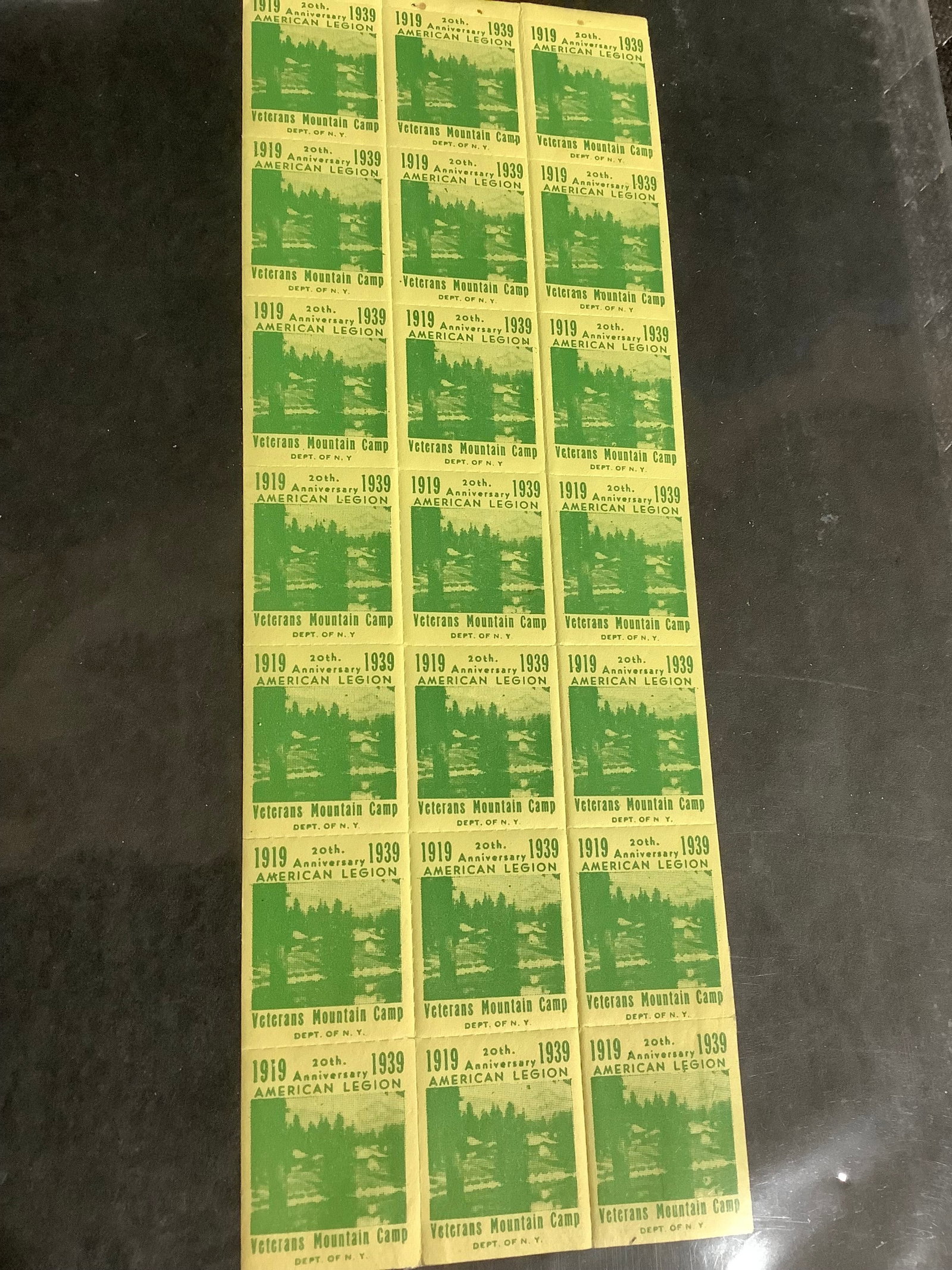 Vintage 1939 American Legion Veterans Mountain Camp Annivesary Stamps (1 of 1)
