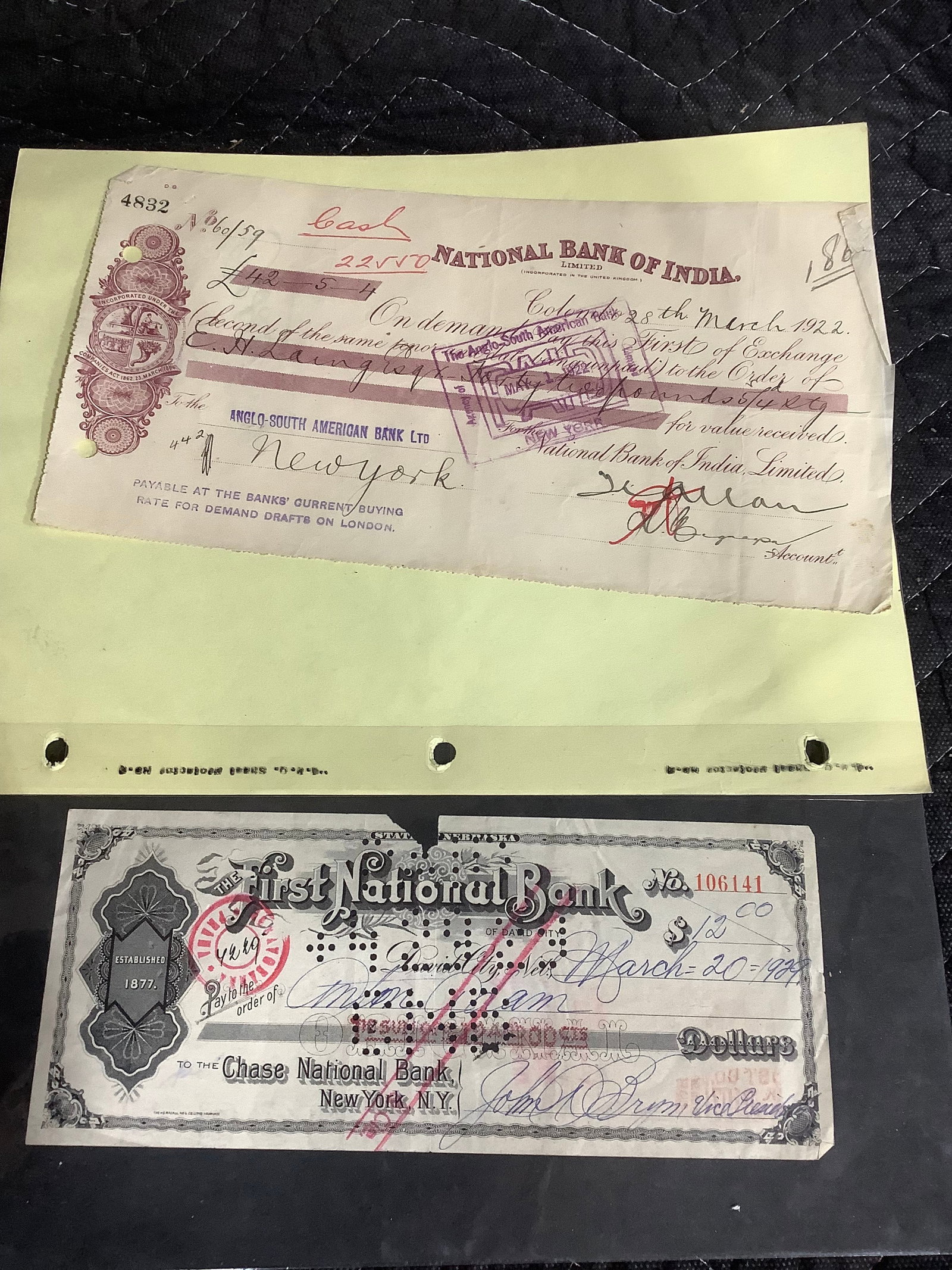 Antique 1920s Bank Checks (1 of 1)