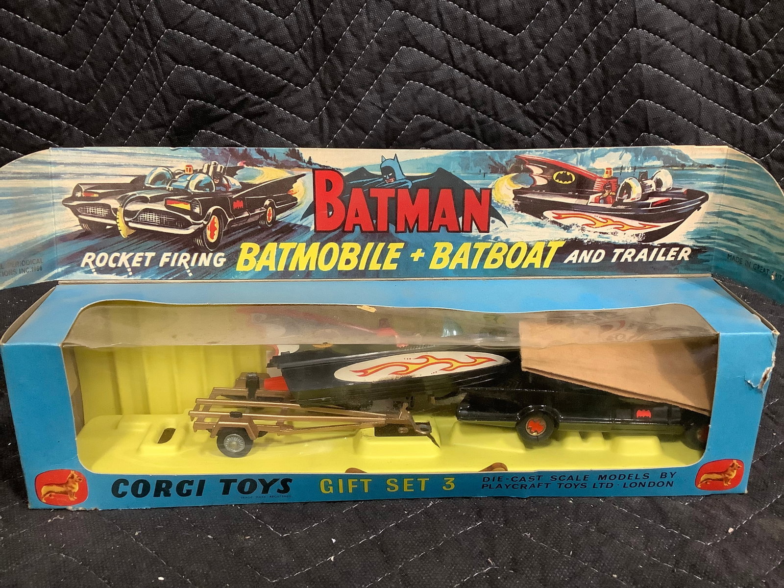 Corgi Toys vintage Batmobile Batboat and trailer diecast in original box (1 of 1)