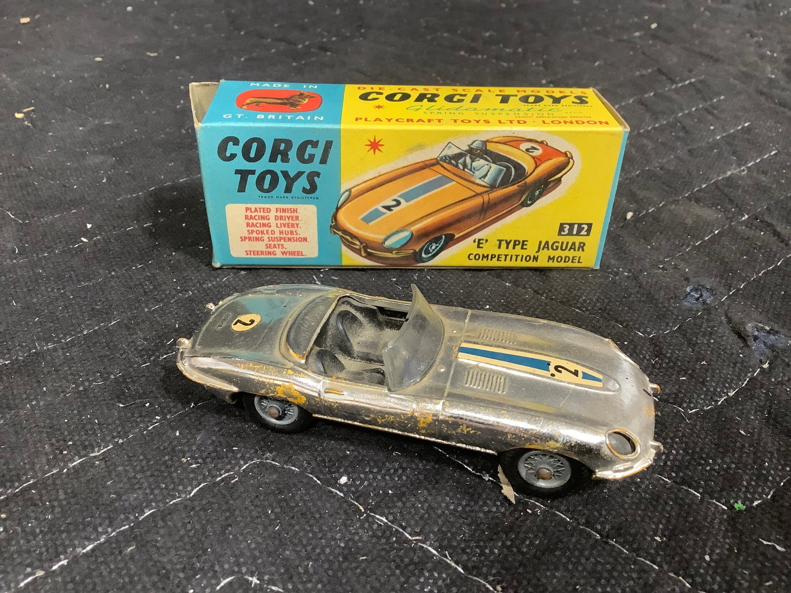 Corgi Toys vintage E Type Jaguar competition model diecast in original box (1 of 1)