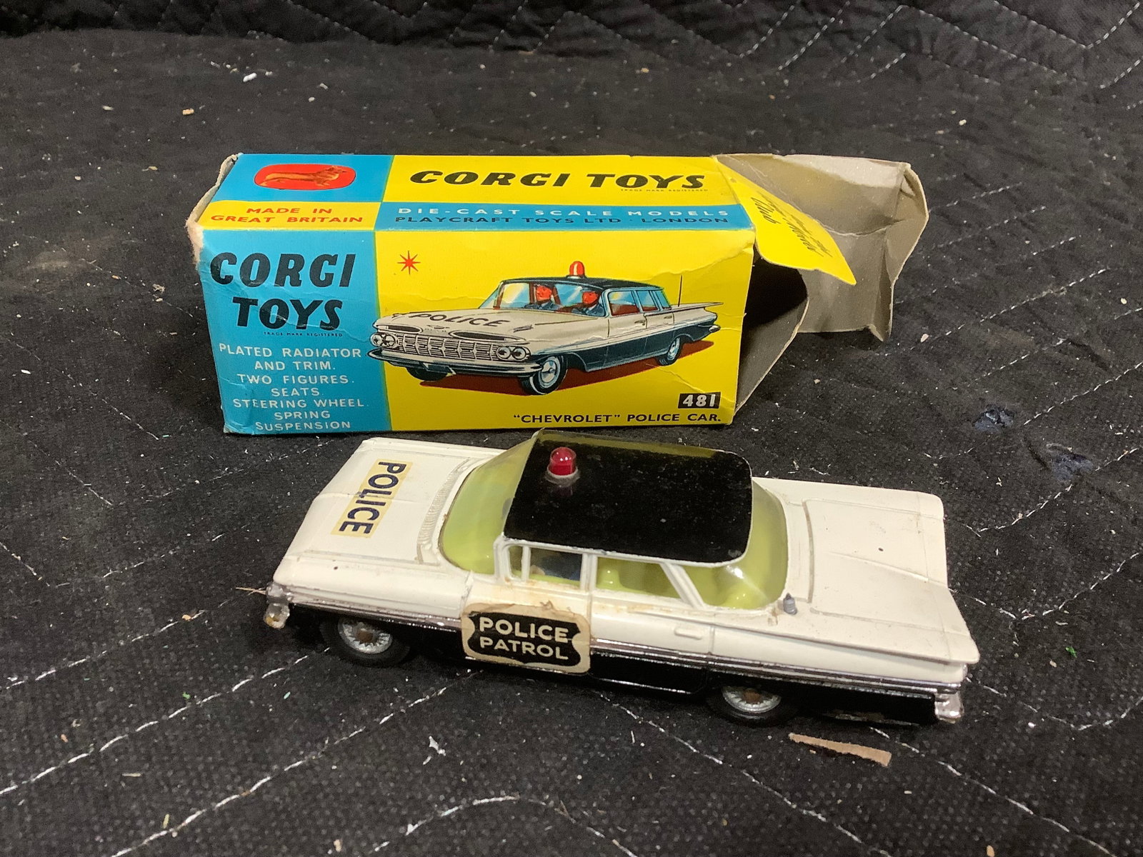 Corgi Toys vintage Chevrolet Police Car diecast in original box: Corgi Toys vintage Chevrolet Police Car diecast in original box