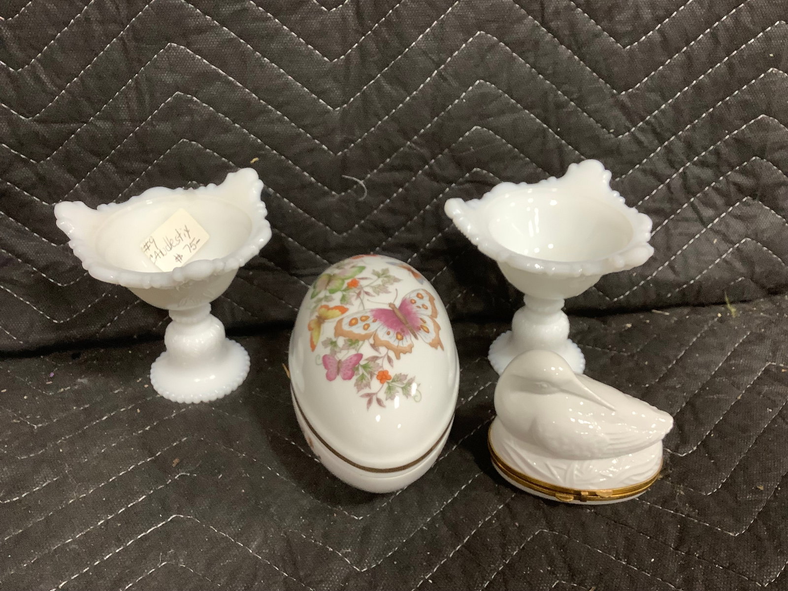 Ceramic trinket boxes and candlesticks(tallest 4.5in) (1 of 1)