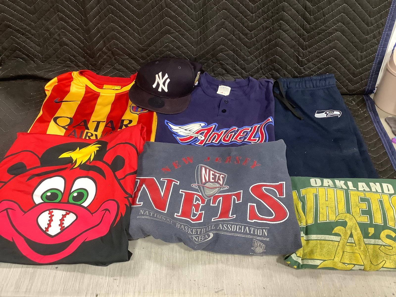 Sports theme clothing(various sizes) and Yankees hat: Sports theme clothing(various sizes) and Yankees hat