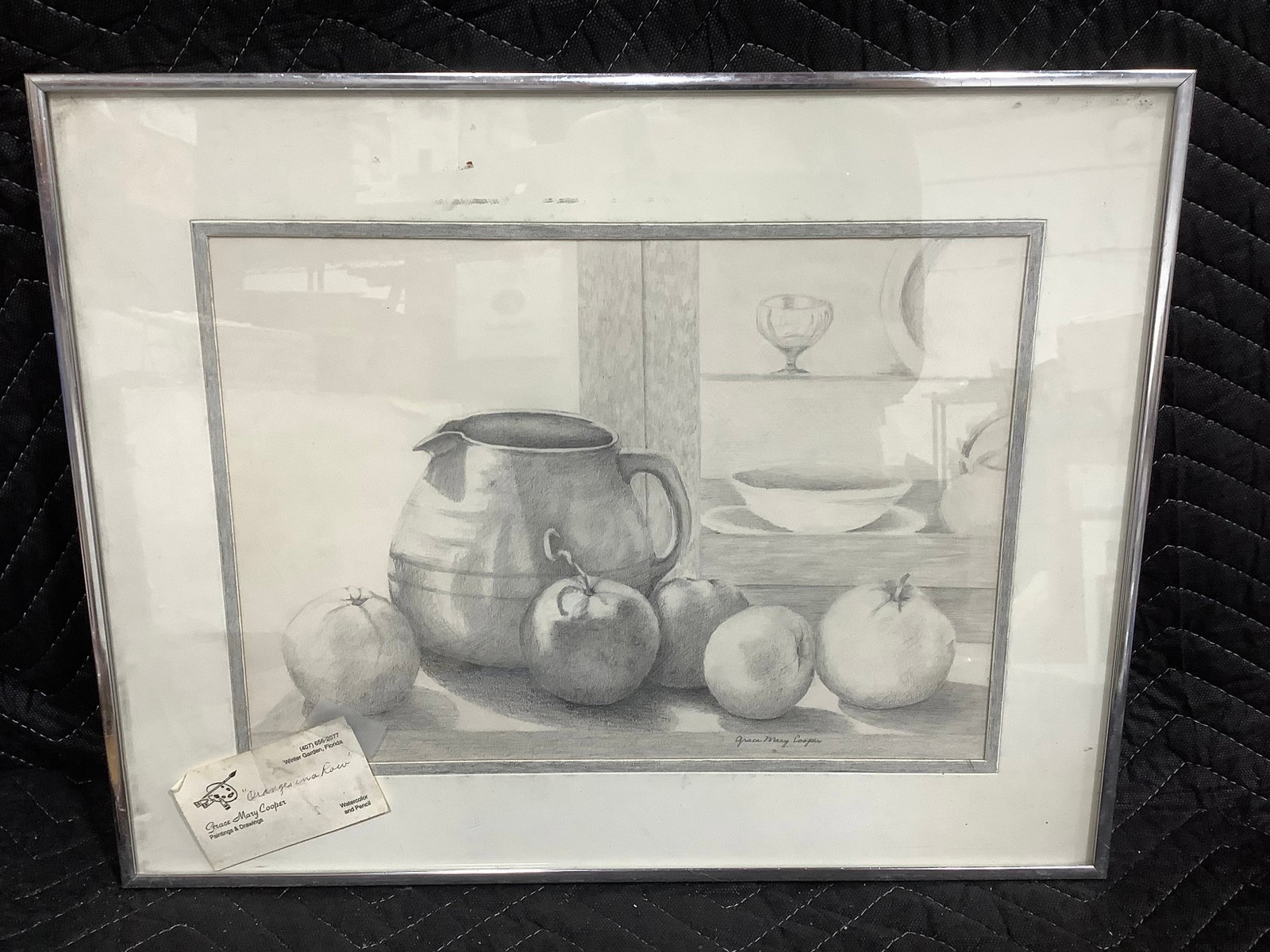 Framed Black and White Artwork Signed Grace Mary Cooper(14inx18in) (1 of 1)