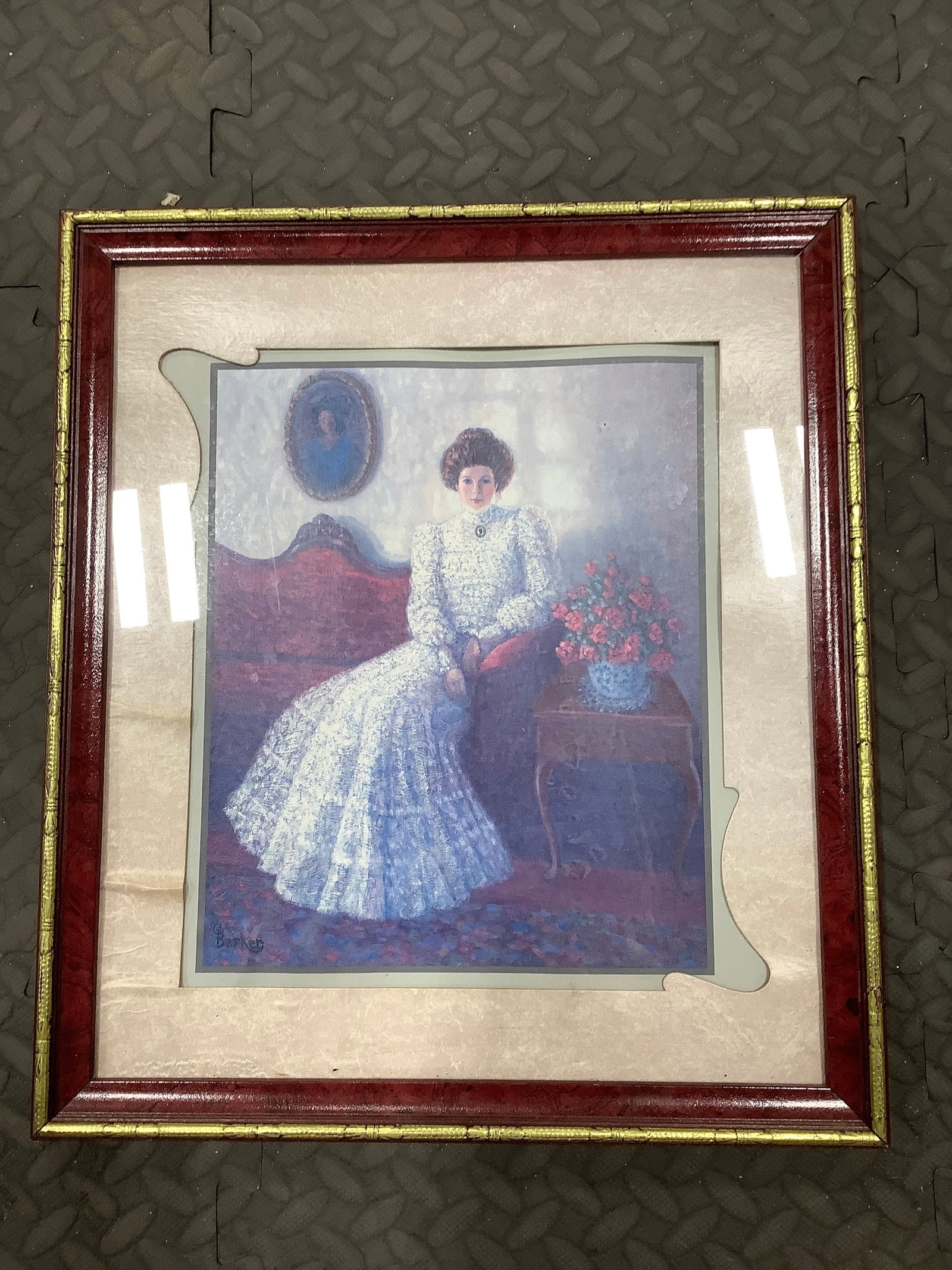 Framed Vintage Victorian Lady Art Print by G. Barken (14inx16in) (1 of 1)