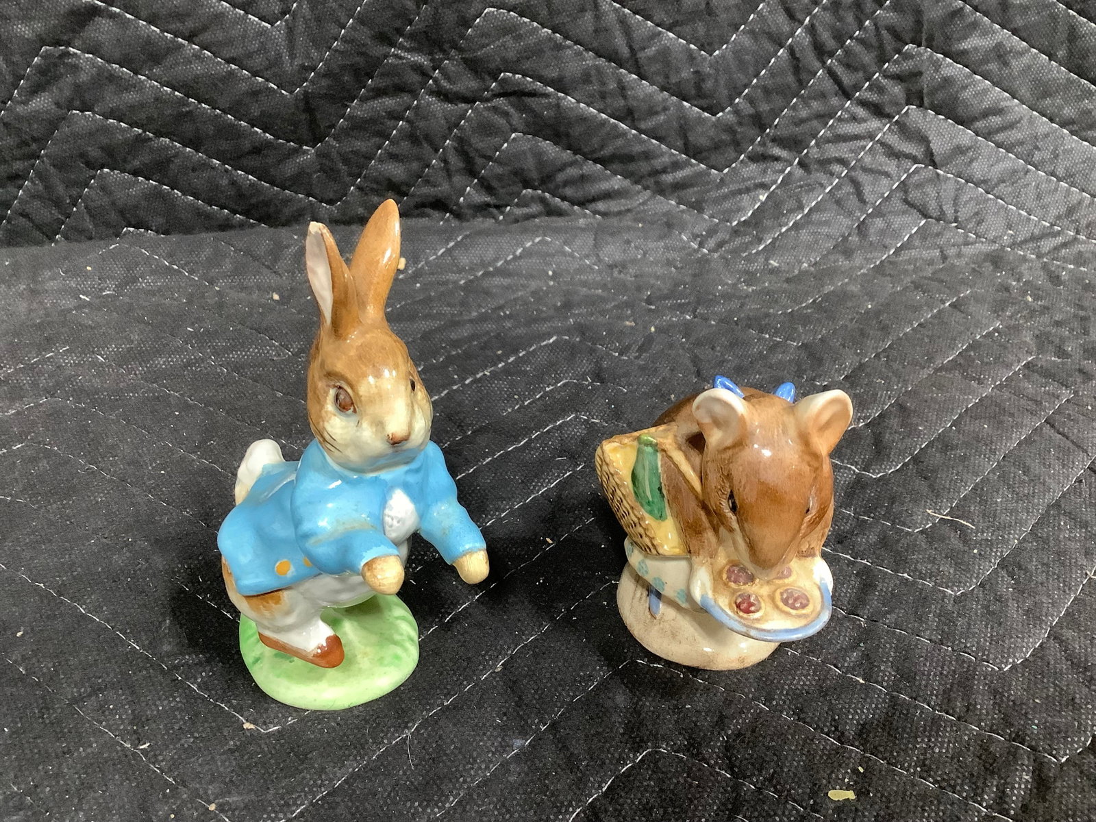 Peter Rabbit and Mrs. Mouse figurines by Beatrix Potter(one chipped-4.5in tallest) (1 of 1)