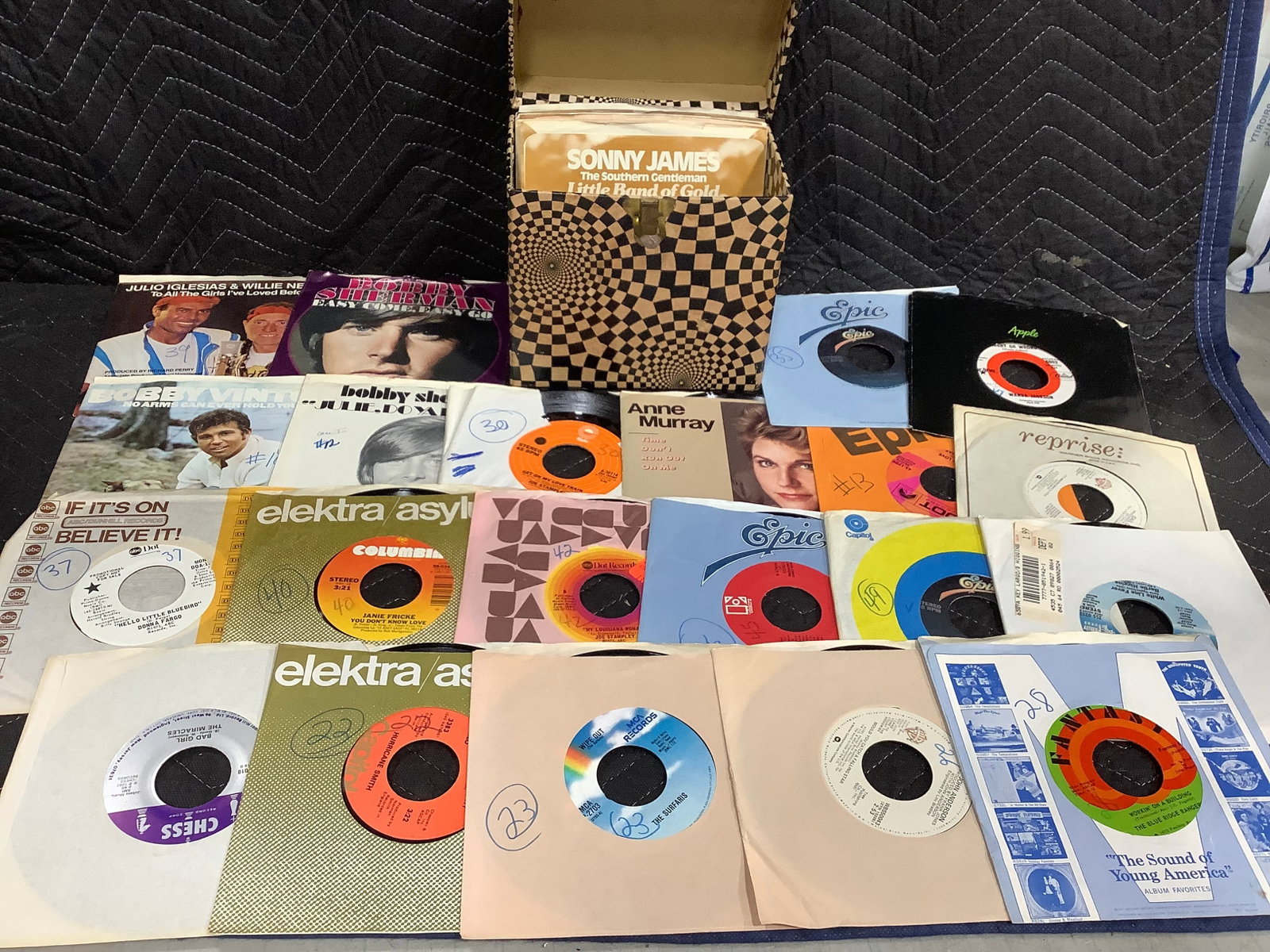 Vintage 45's in carrying case: Vintage 45's in carrying case