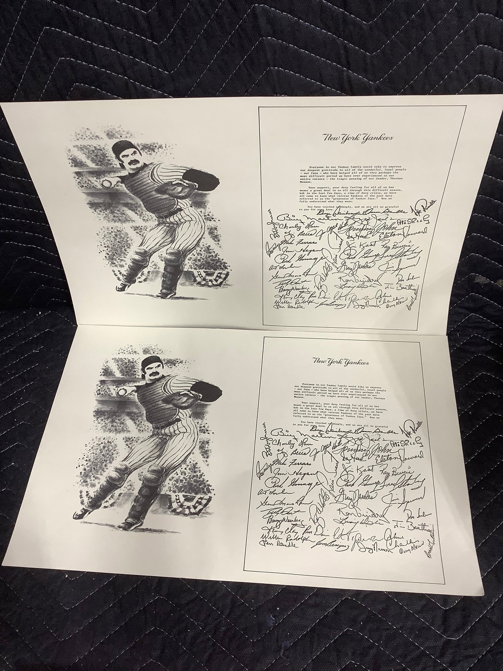 Vintage Facsimile Thurman Munson NY Yankees Passing Letters - Team Signed (1 of 1)