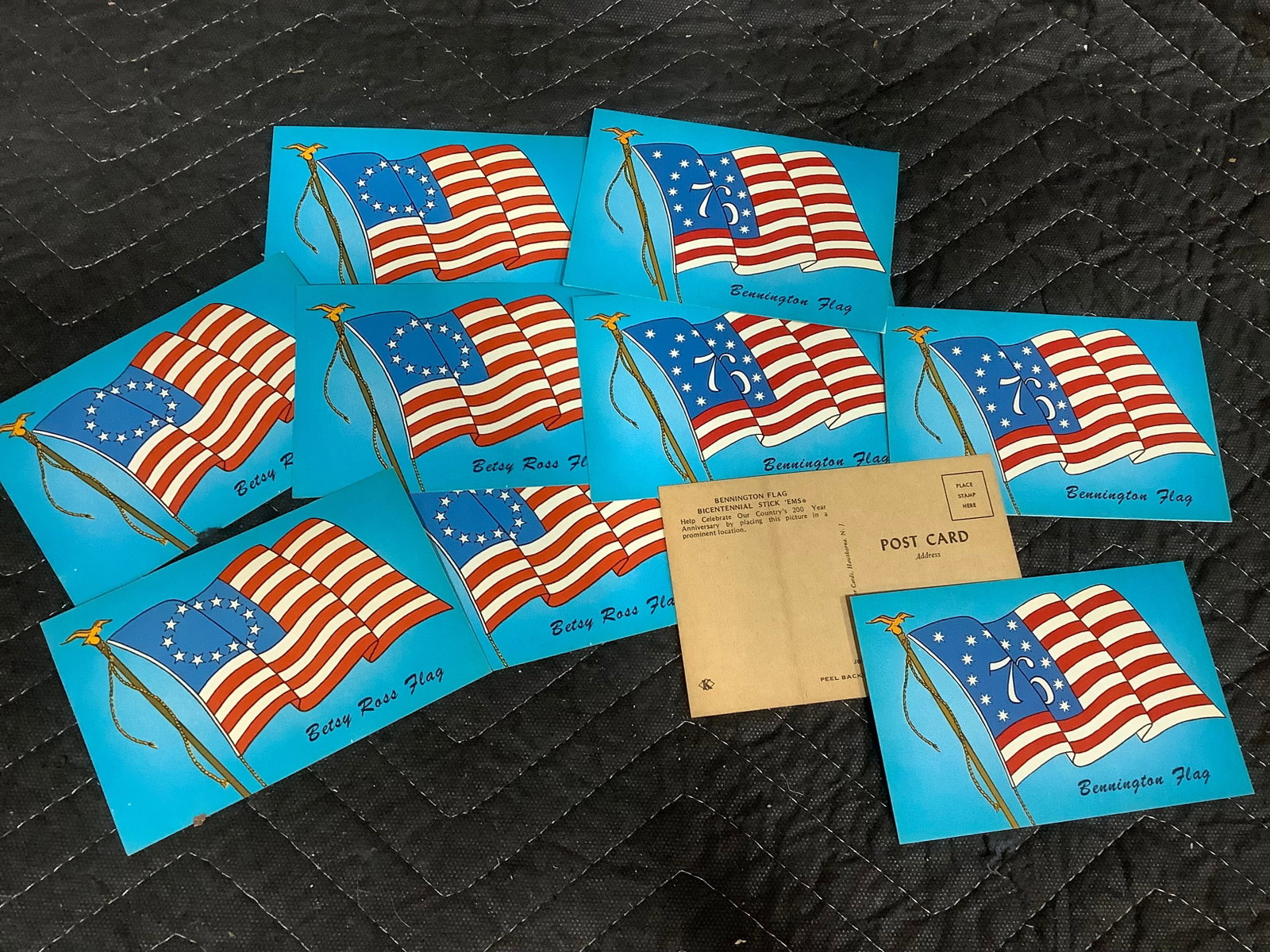 Lot of Vintage Bicentennial Sticker Post Cards - Betsy Ross & Bennington Flag (unposted) (1 of 1)