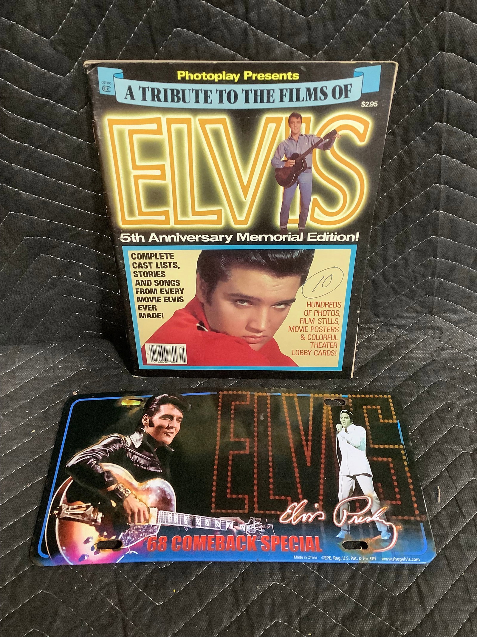 Elvis magazine and license plate: Elvis magazine and license plate