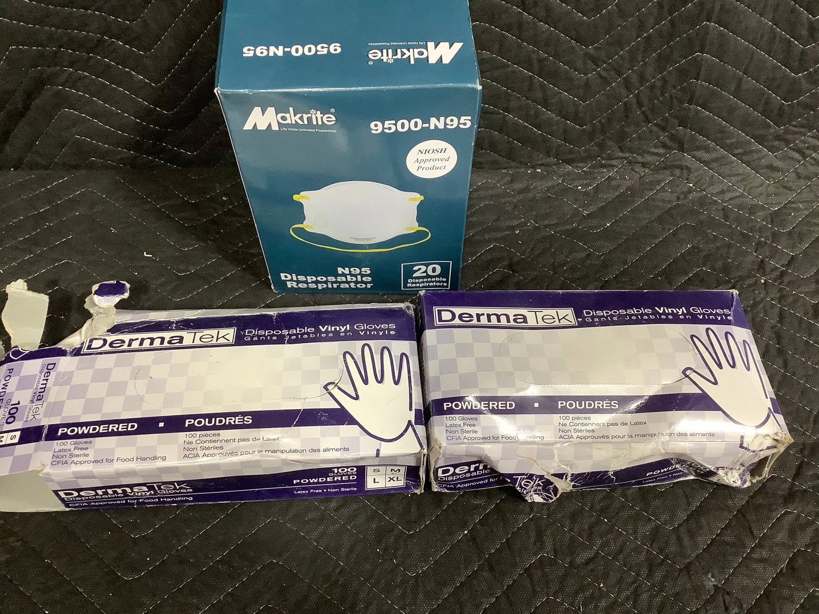 DermaTek gloves and Markrite N95 disposable respirator masks: DermaTek gloves and Markrite N95 disposable respirator masks