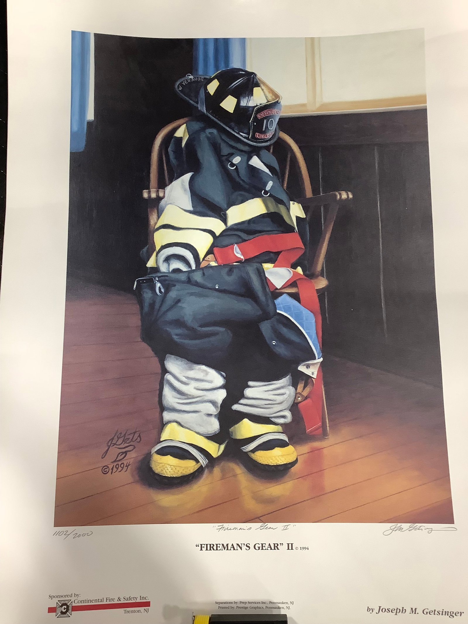 1994 'Firemans Gear' Art Print (18inx24in) (1 of 1)