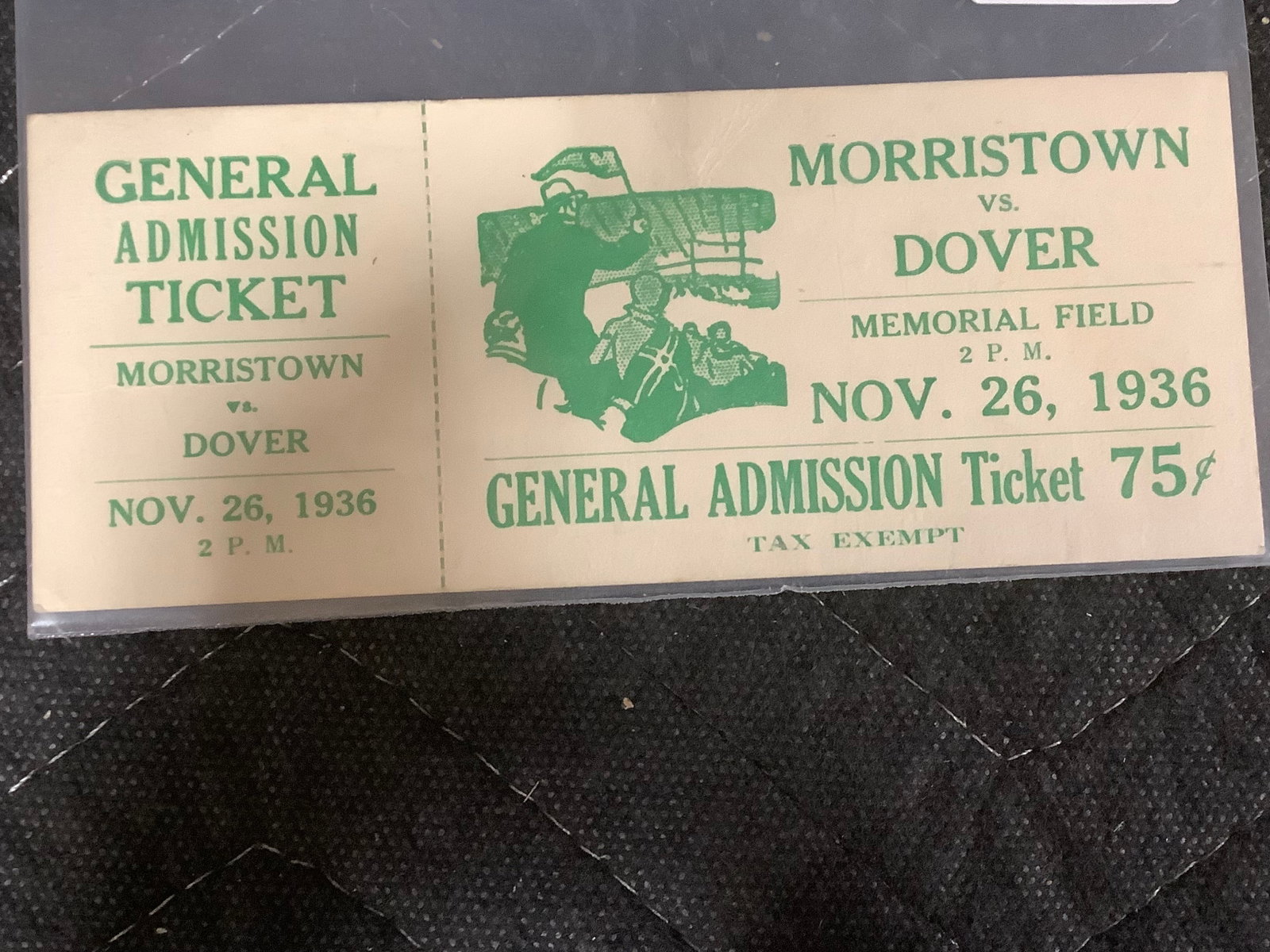 1936 NJ High School Football Ticket Morristown Vs. Dover (1 of 1)