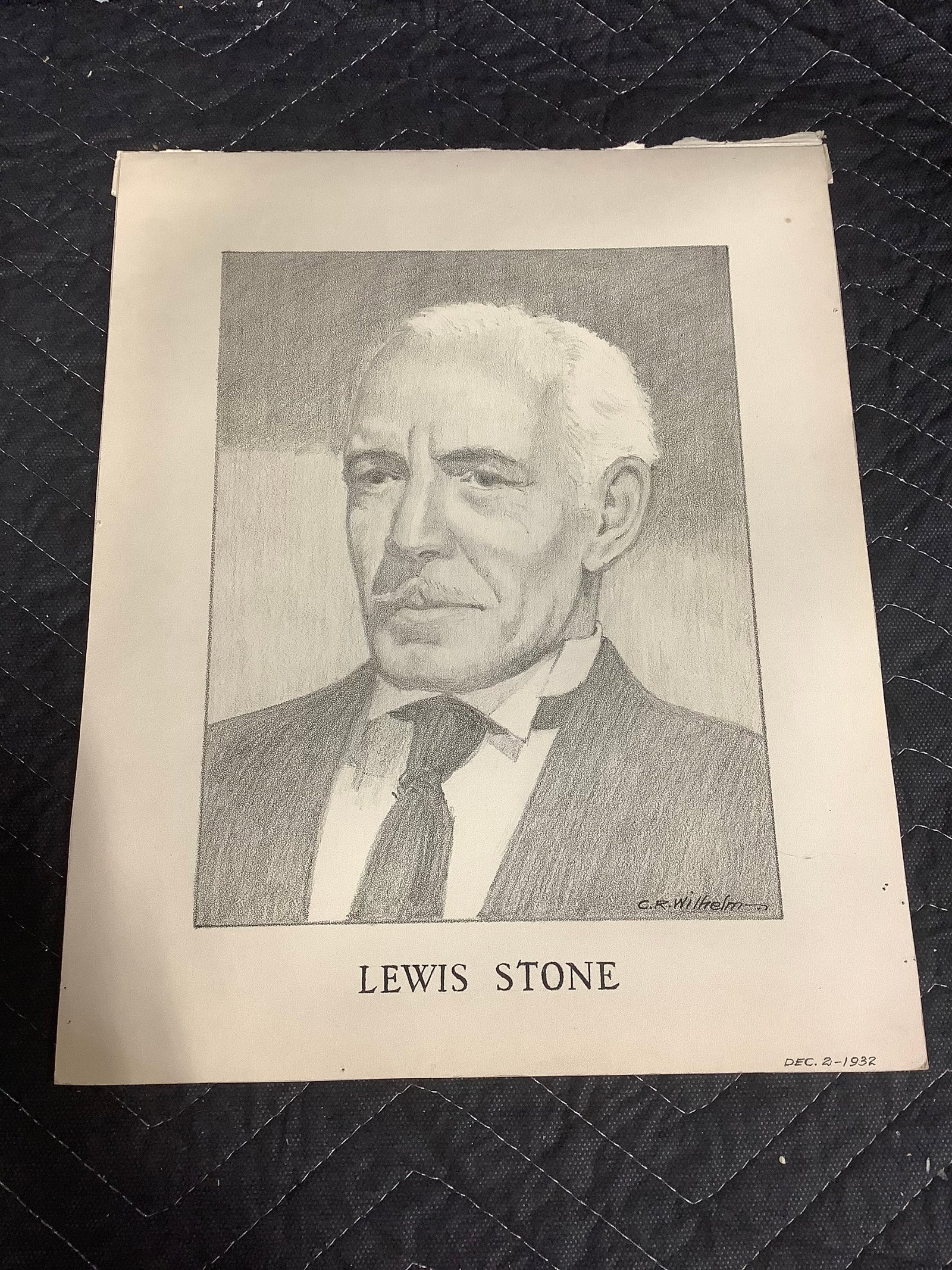1932 Lewis Stone signed pencil sketch(10.5inx13in) (1 of 1)