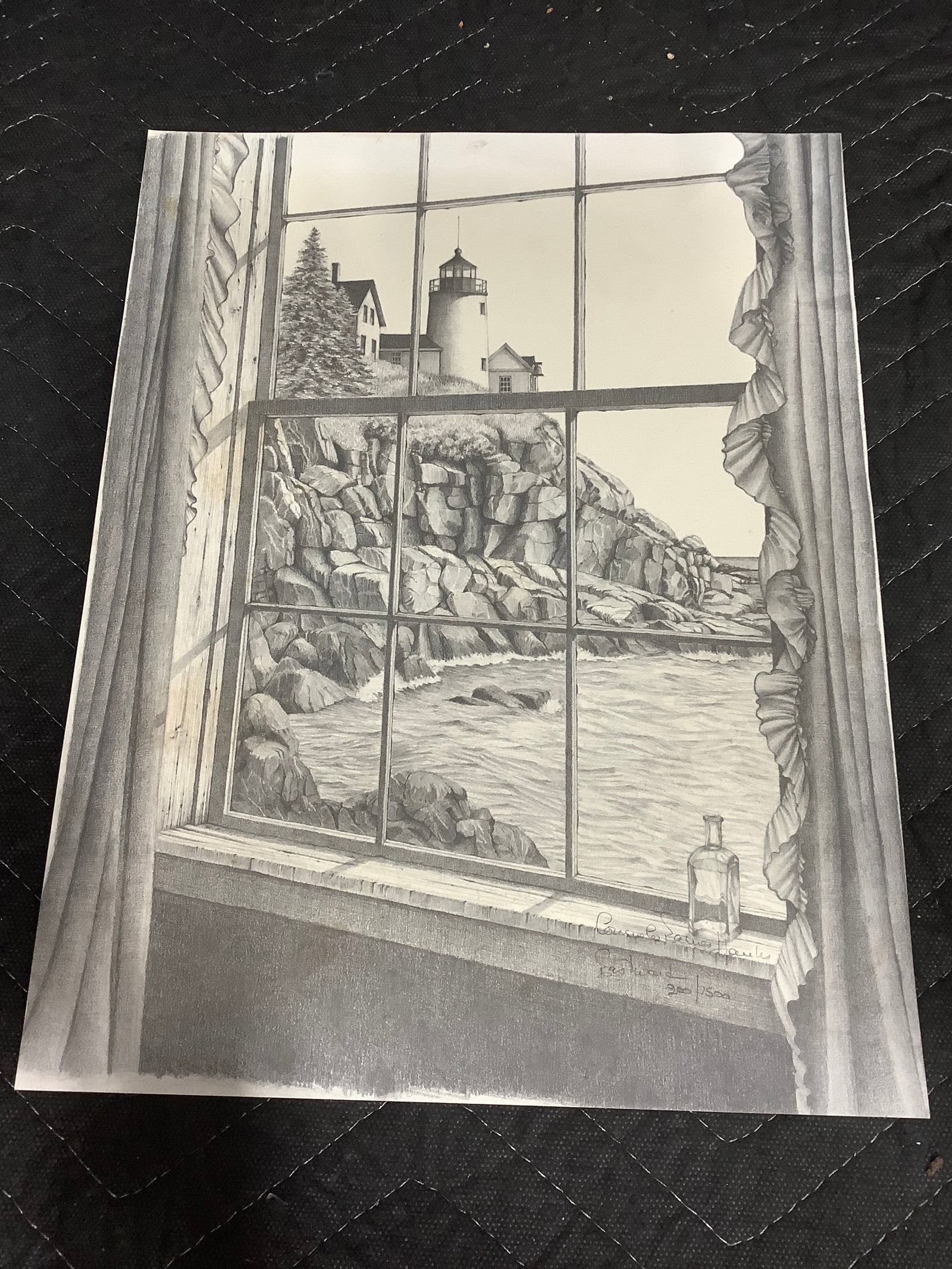 Pencil sketch signed landscape drawing(10inx13in): Pencil sketch signed landscape drawing(10inx13in)