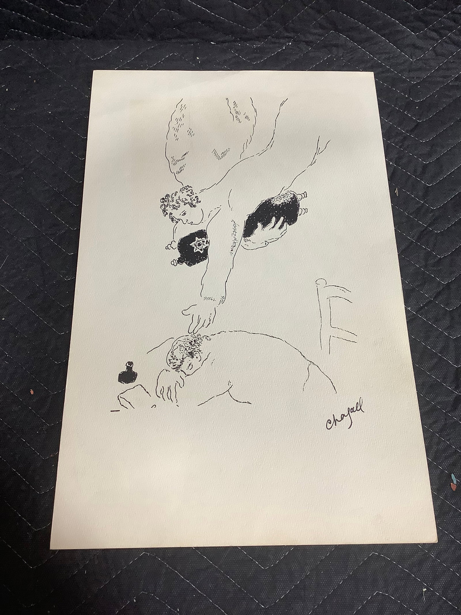 Pen and ink drawing signed Chayall (11inx17.5in) (1 of 1)