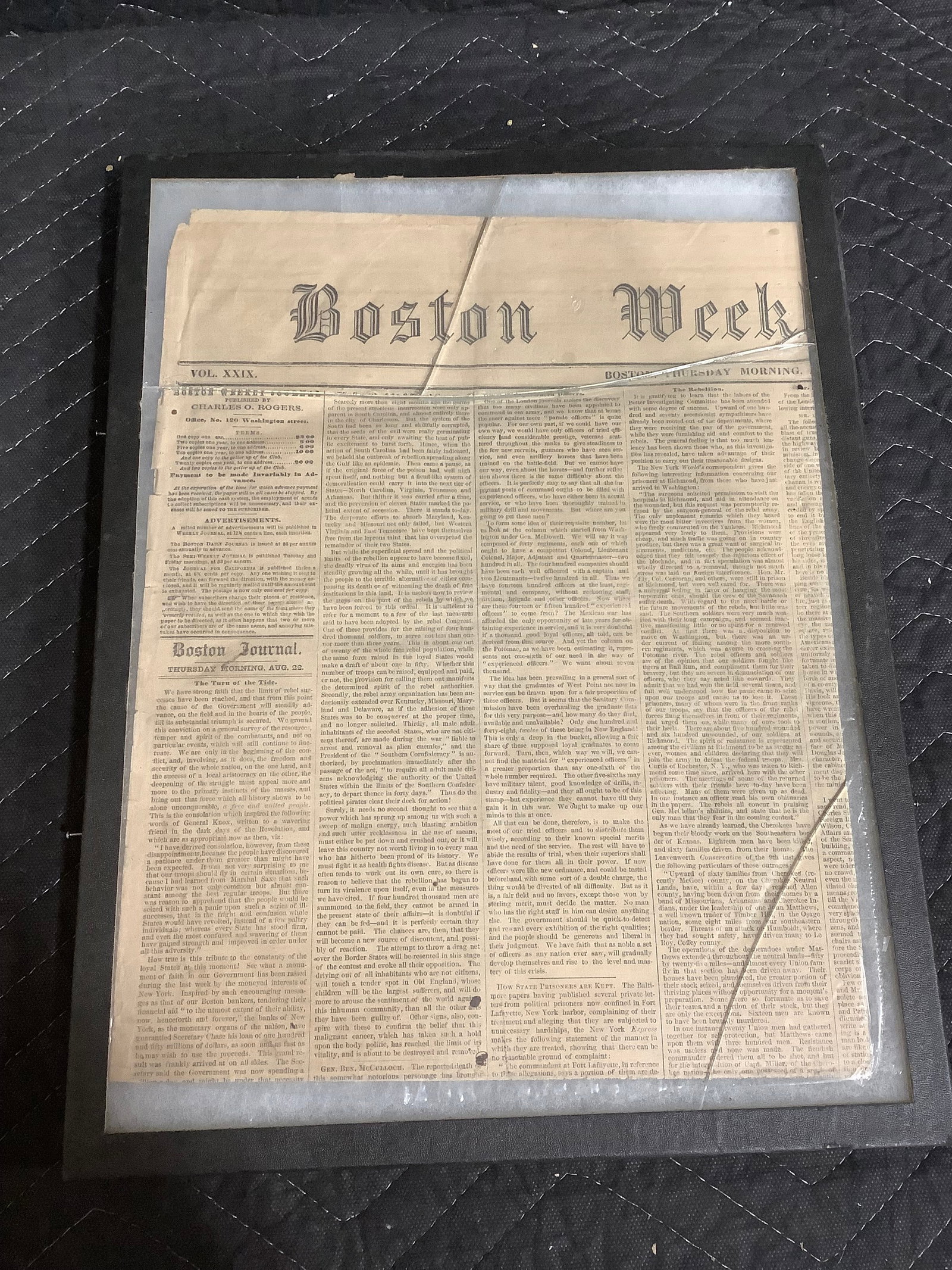 Vintage Boston Weekly newspaper(display cracked): Vintage Boston Weekly newspaper(display cracked)