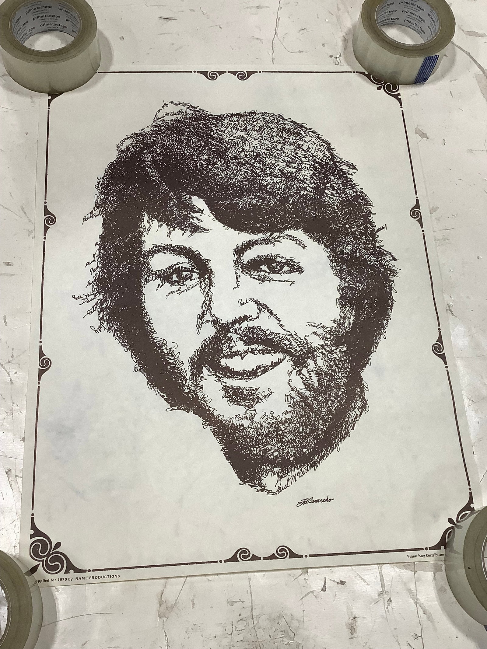 1970 Paul McCartney signature portrait poster by Ed Camacho(17.5inx23in) (1 of 1)