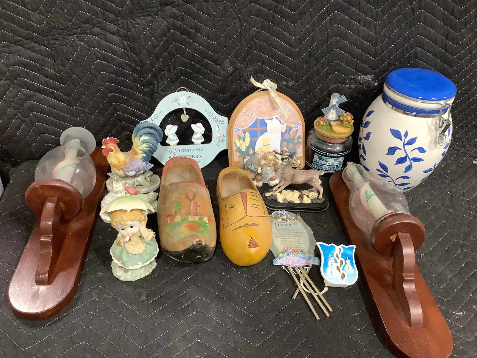 Various Figures, Wooden Dutch Shoes, Roosters, Inspirado Cookie Jar, Wall Candle Holders, and more (1 of 1)