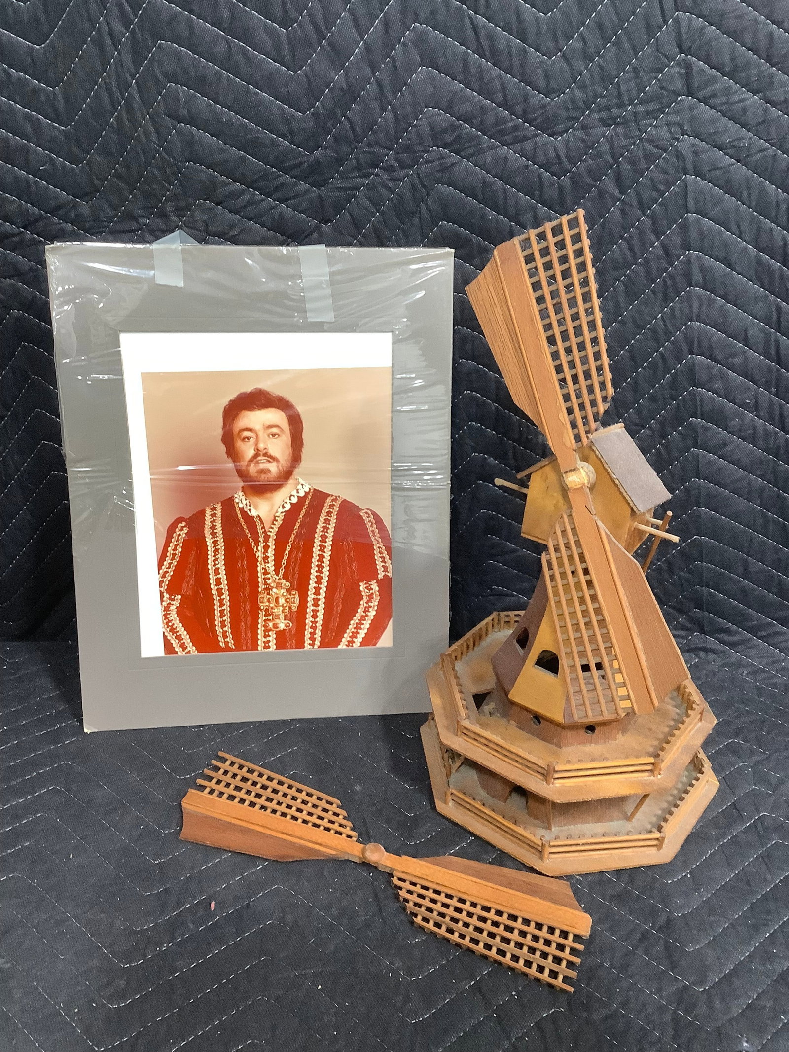 Vintage photographic print and wooden windmill display(needs repair-16in tall) (1 of 1)