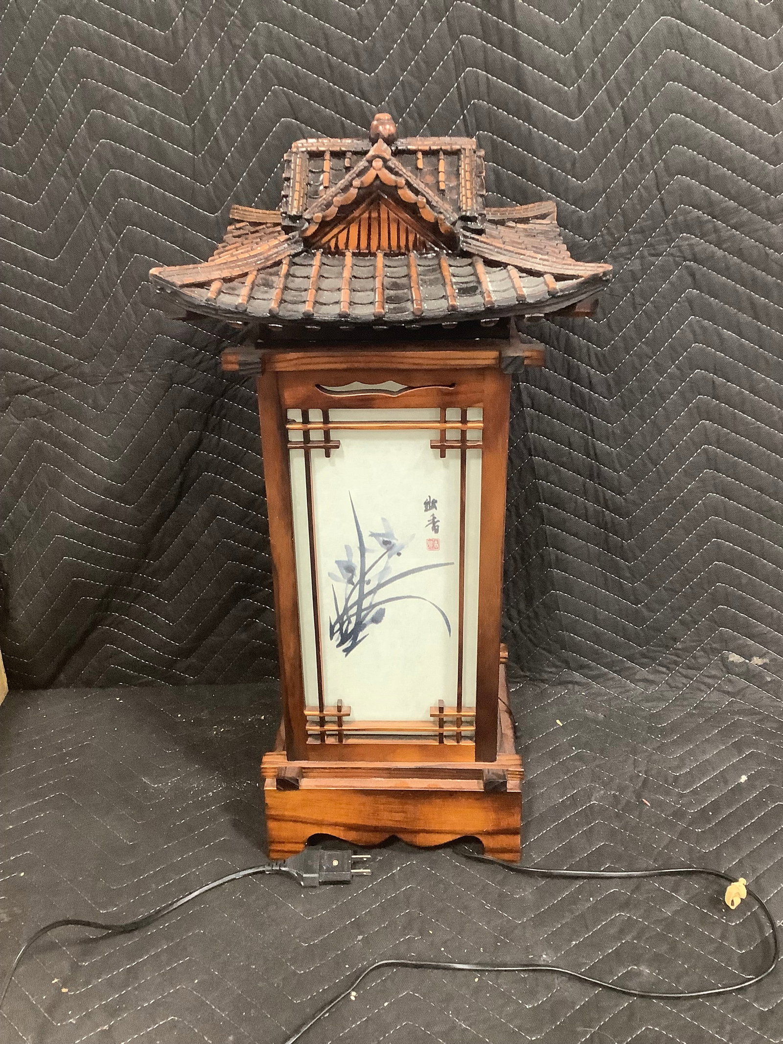 Wooden pagoda table lantern(23.5in tall)