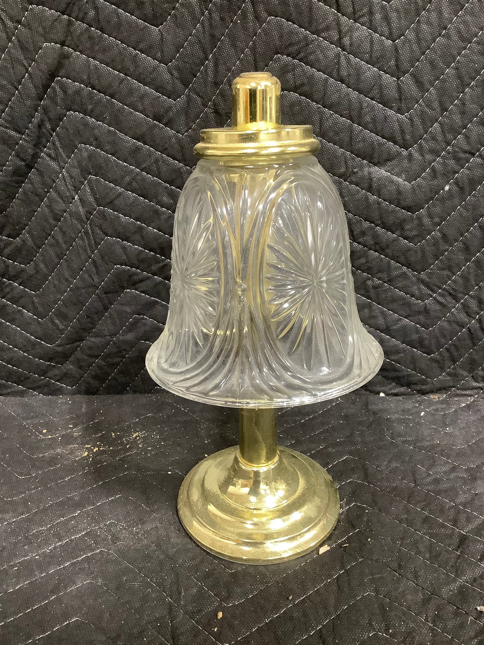 Vintage PartyLite brass candle lamp with pressed glass shade(11.5in tall) (1 of 1)