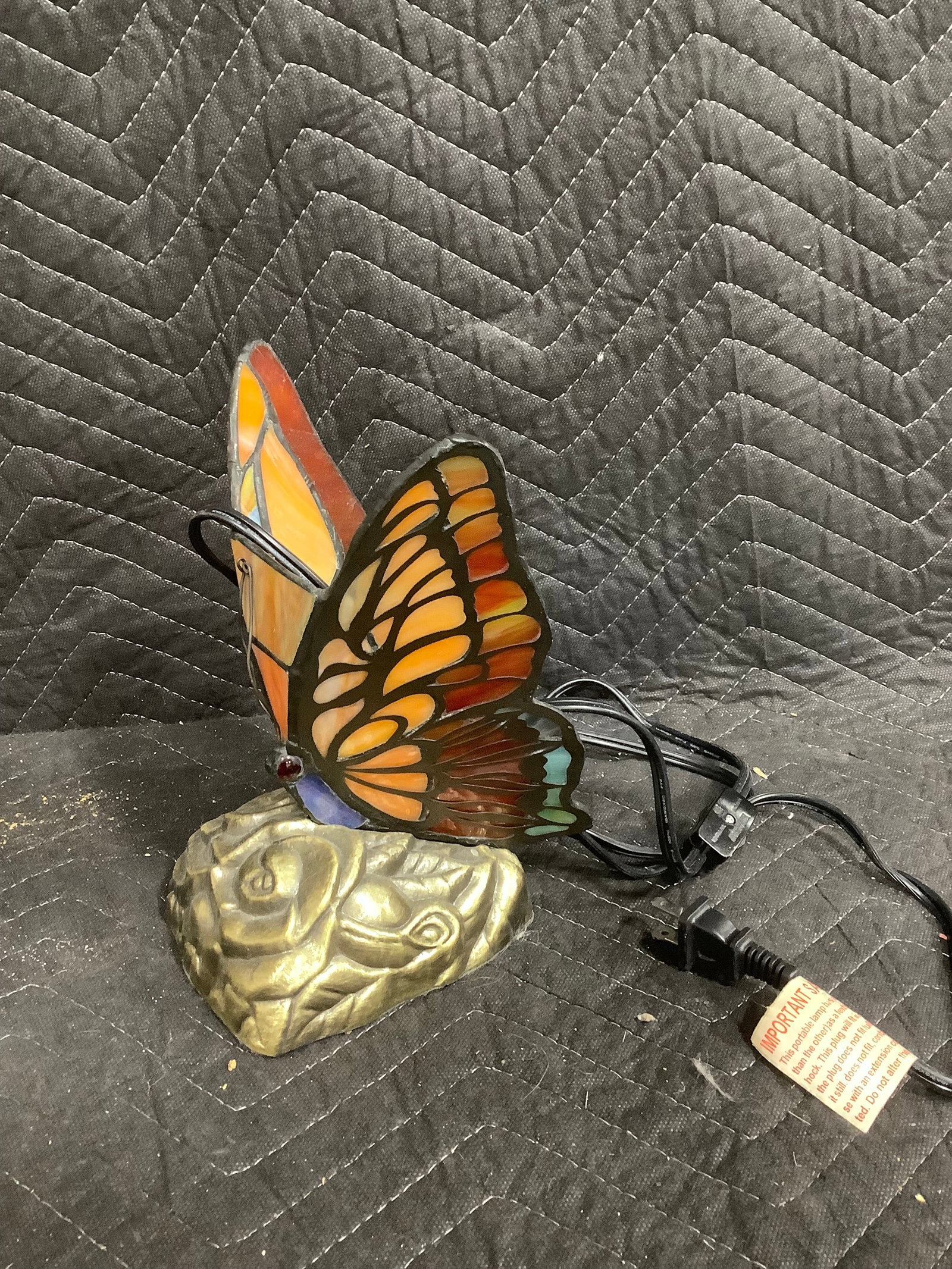 Stained glass butterfly lamp(8.5in tall)
