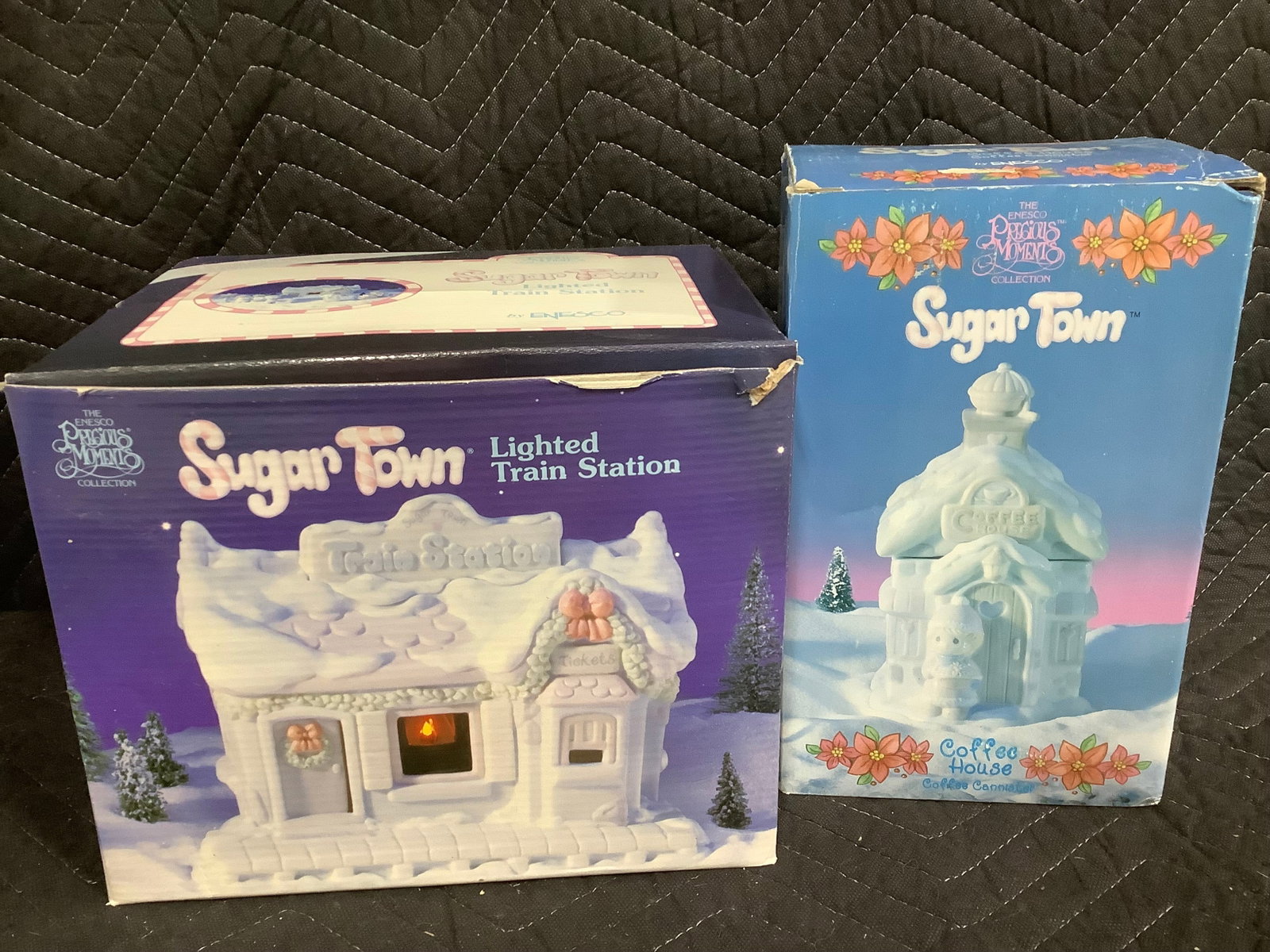 Precious Moments Sugartown Train Station/Coffee House Figures *in boxes* (1 of 1)