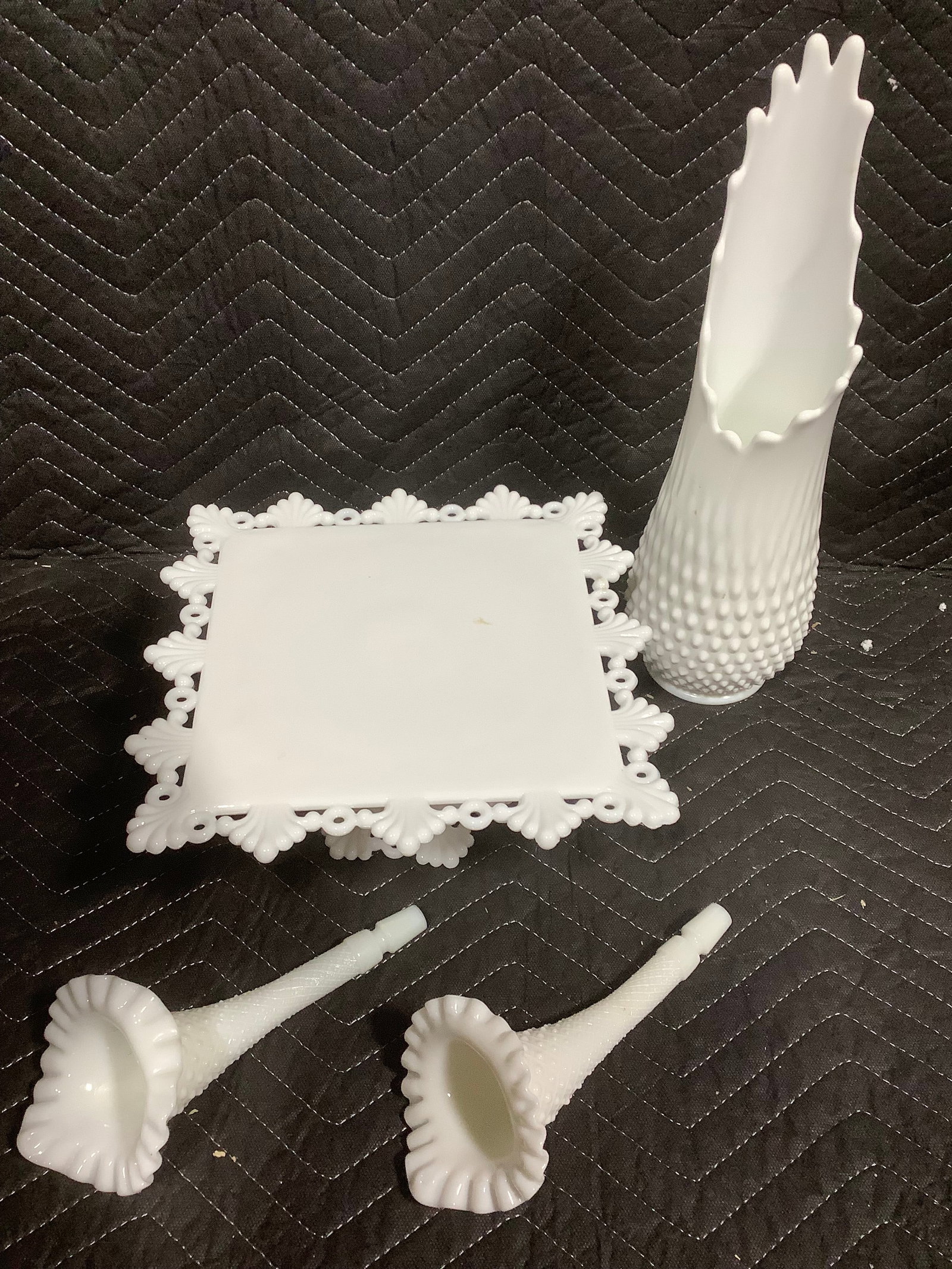 Milk Glass Vase, Pedestal Cake Plate, and more (Tallest - 15in) (1 of 1)