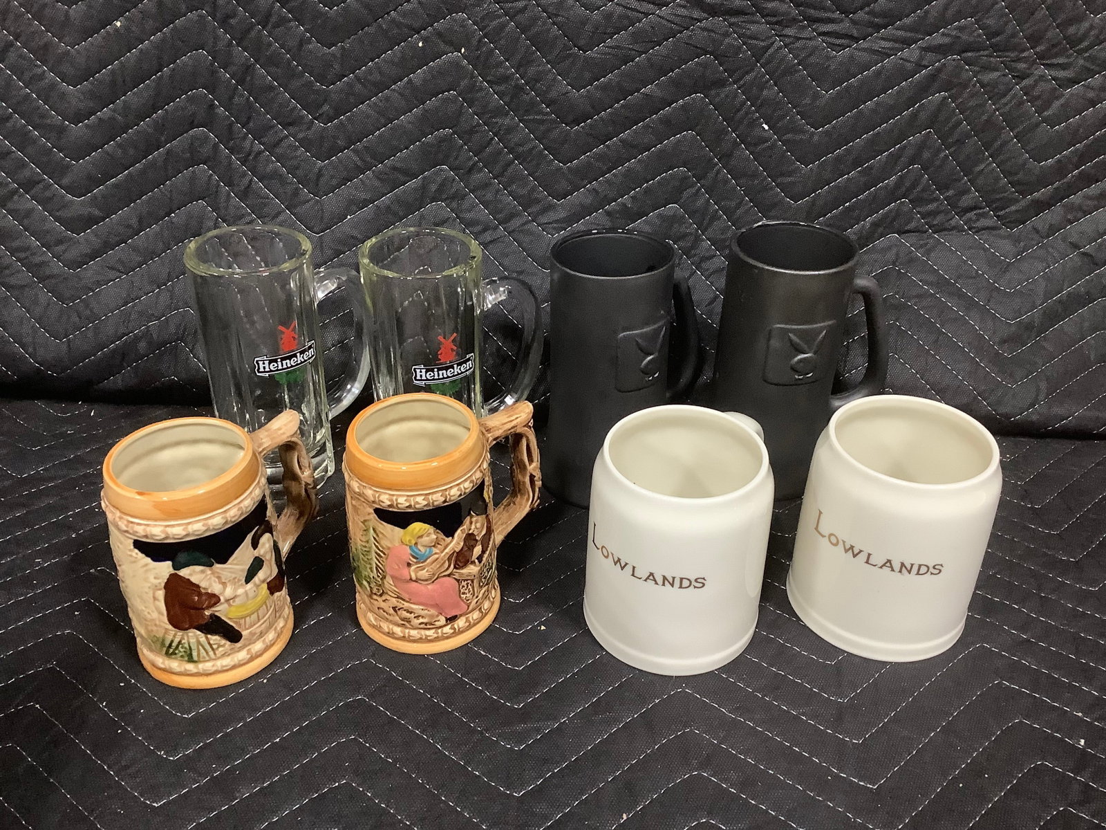 Heineken glasses, vintage Playboy club matte glass steins, and more(tallest 6.5in) (1 of 1)