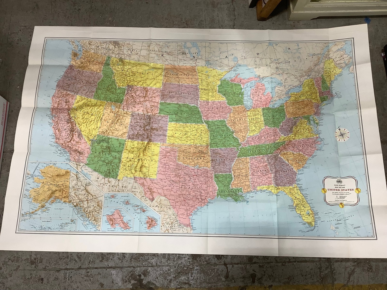 1960 Rand McNally wall map of the US(34inx52in): 1960 Rand McNally wall map of the US(34inx52in)