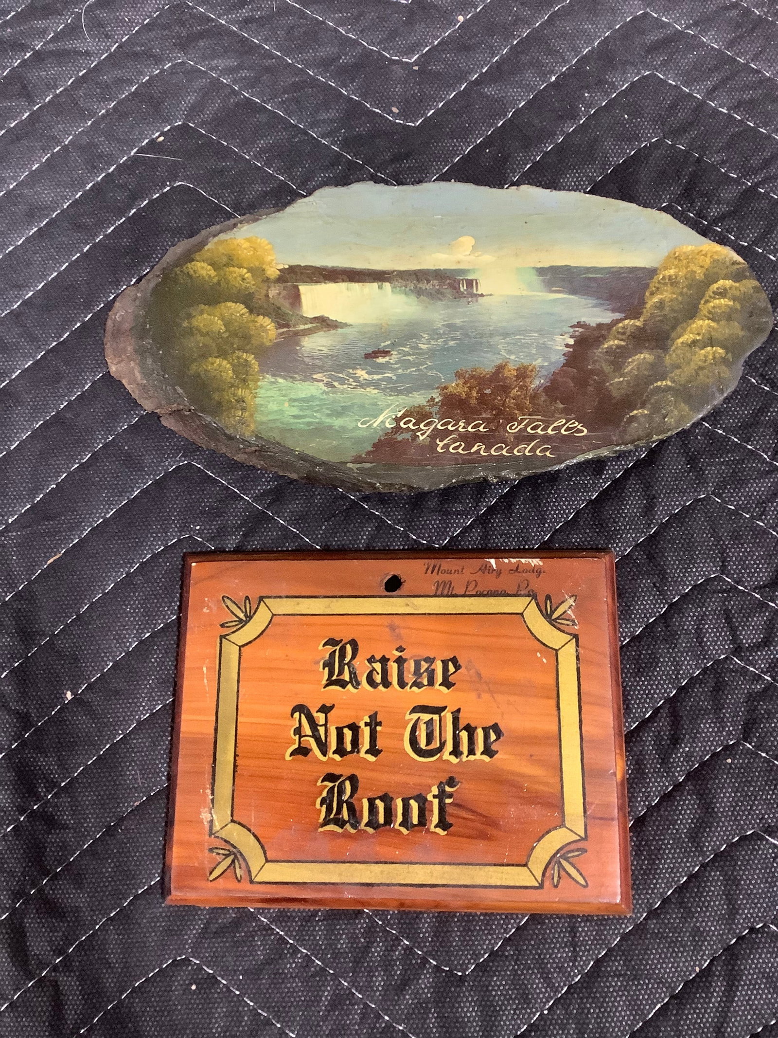 Vintage sign from Niagara Falls and Mt. Airy Lodge Mt. Pocono mini wooden sign(8.5in longest) (1 of 1)