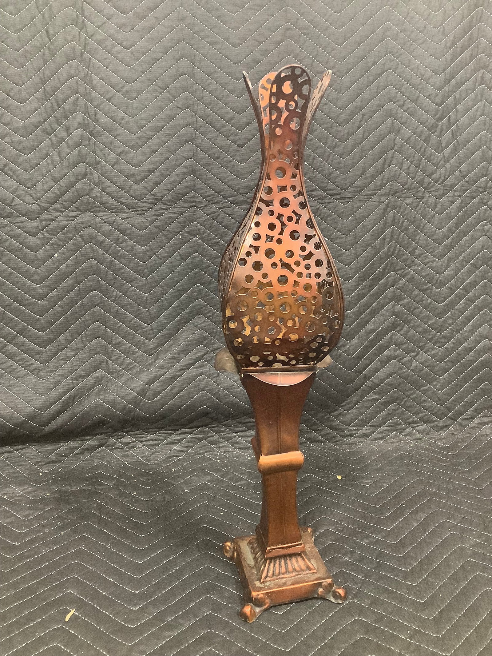 2 piece copperplate candlestick(22in tall): 2 piece copperplate candlestick(22in tall)