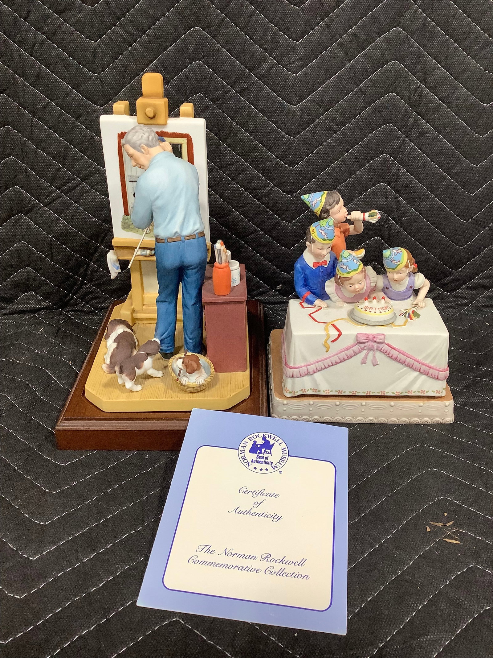 Norman Rockwell collectible statues(one with COA-tallest 9in): Norman Rockwell collectible statues(one with COA-tallest 9in)