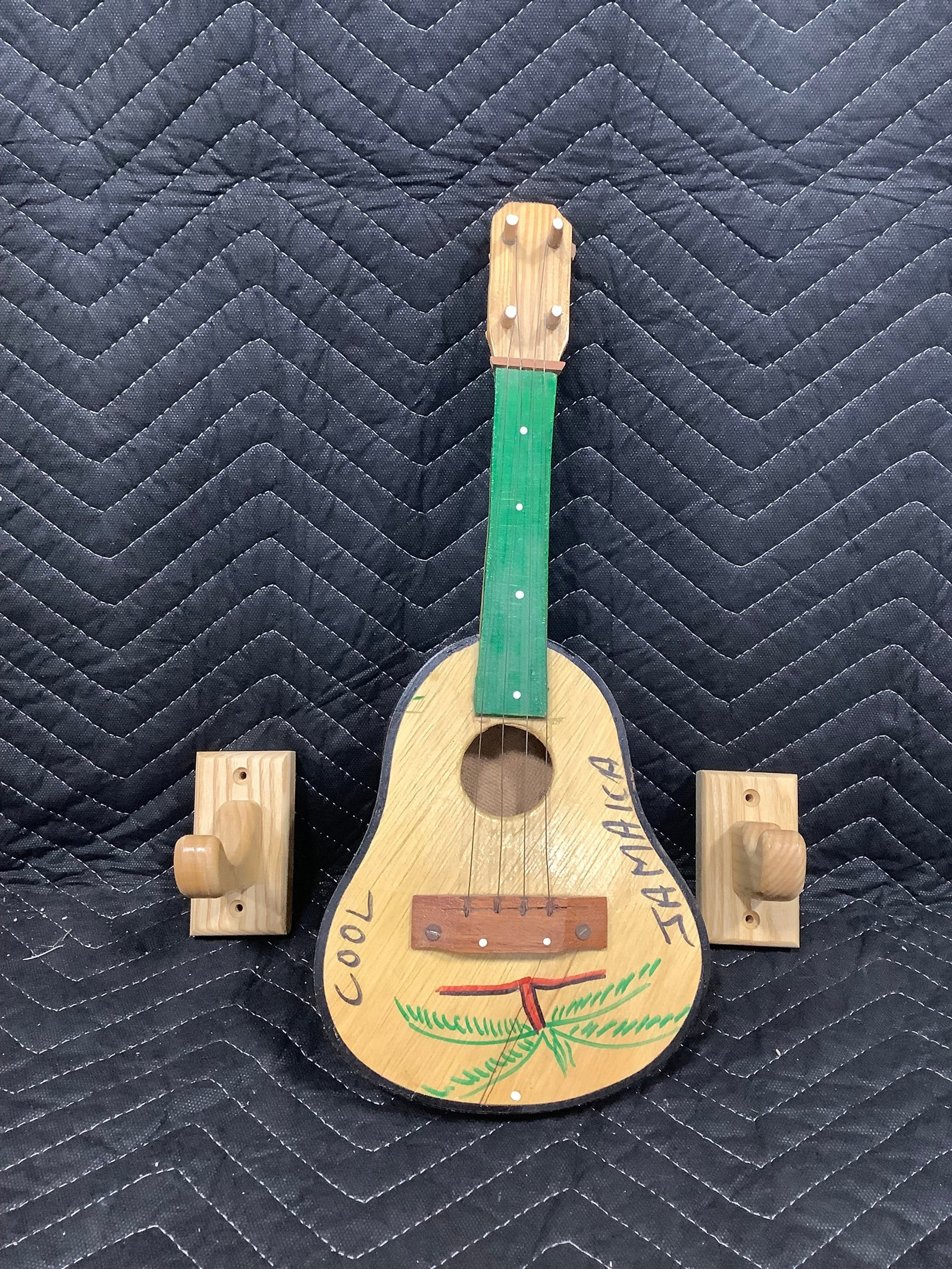 Handpainted childresn ukulele and wooden wall hooks (1 of 1)