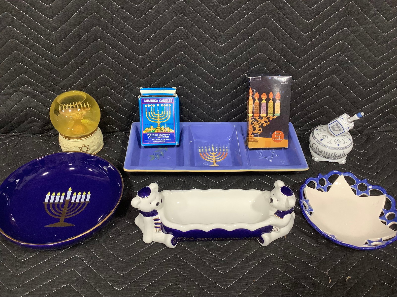Chanukah candles, snowglobe, ceramic music box, and more (1 of 1)