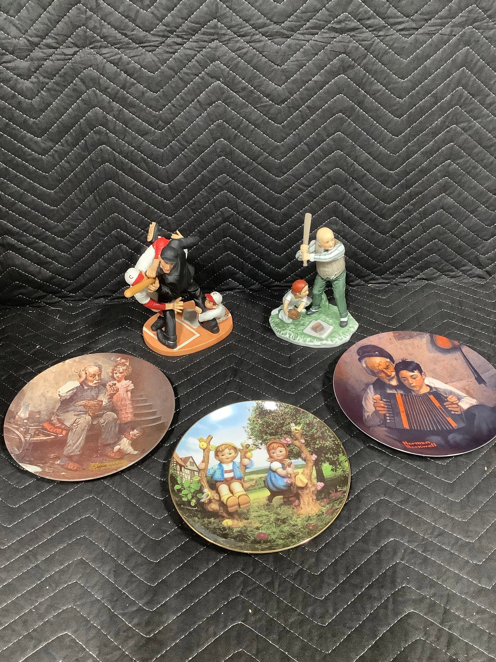 Norman Rockwell statues and collectible plates(tallest 7.5in) (1 of 1)