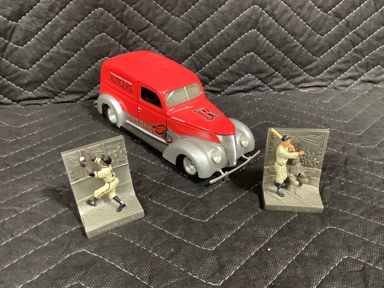 Rutgers diecast collectible and Willie Mays/Babe Ruth miniature collectibles: Rutgers diecast collectible and Willie Mays/Babe Ruth miniature collectibles