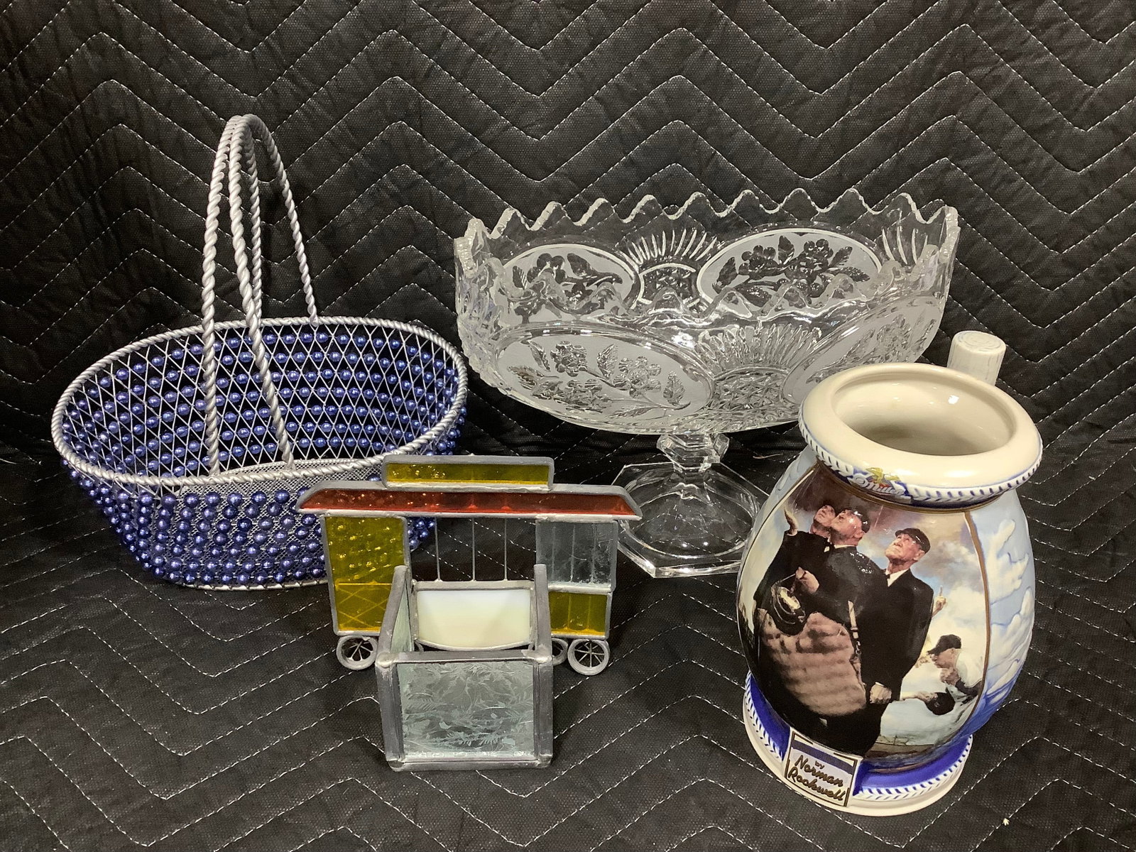 Bottom of the Sixth Norman Rockwell large mug(7in tall), crystal serving bowl, and more: Bottom of the Sixth Norman Rockwell large mug(7in tall), crystal serving bowl, and more