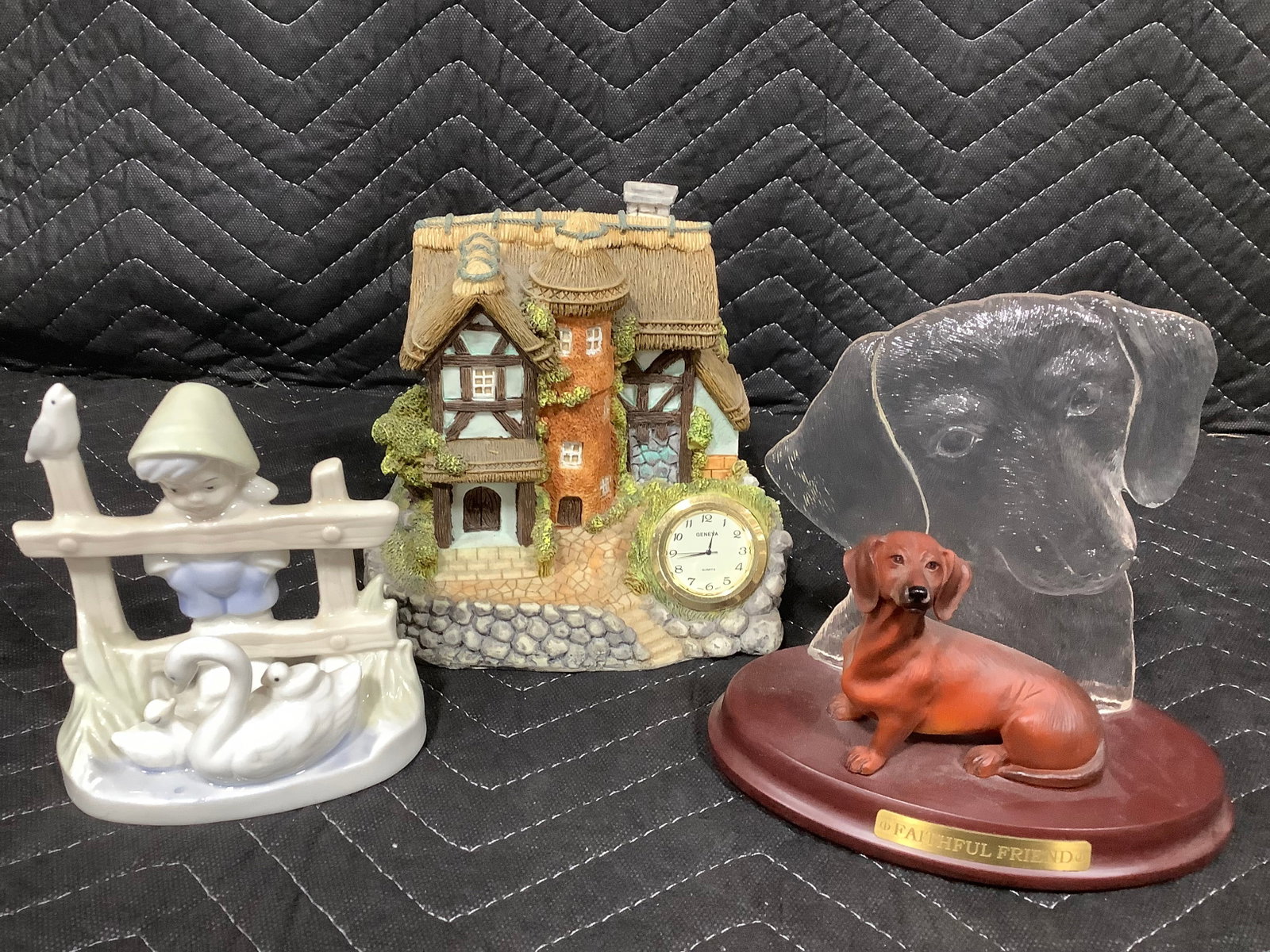 Various Figures, and Geneva Decorative Clock (Tallest - 6.5in): Various Figures, and Geneva Decorative Clock (Tallest - 6.5in)