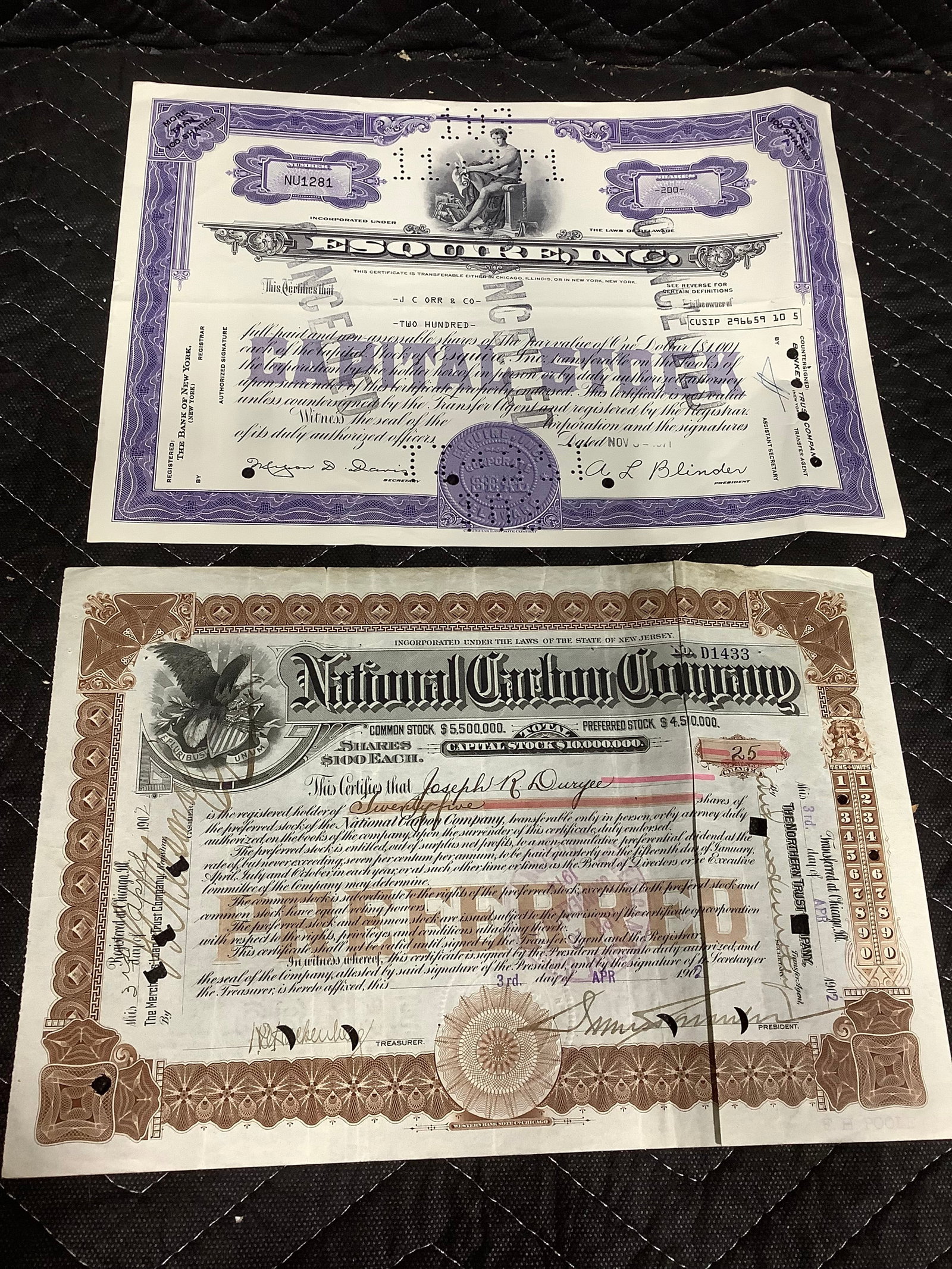 2 Old Stock Certificates: 2 Old Stock Certificates