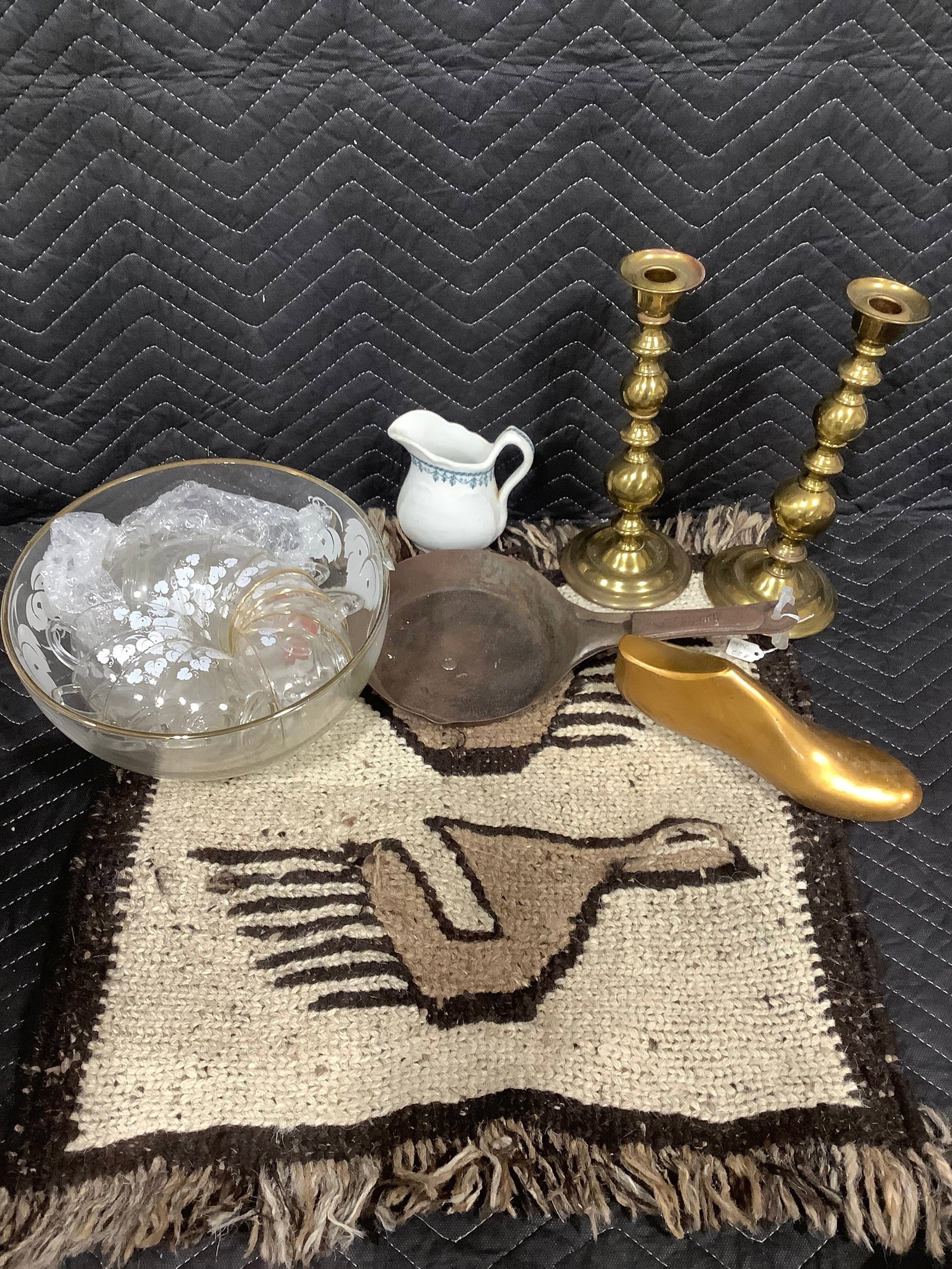 Decorative Rug (20inx23in), Candle Holders, Glass Punch Bowl Set, and more (1 of 1)